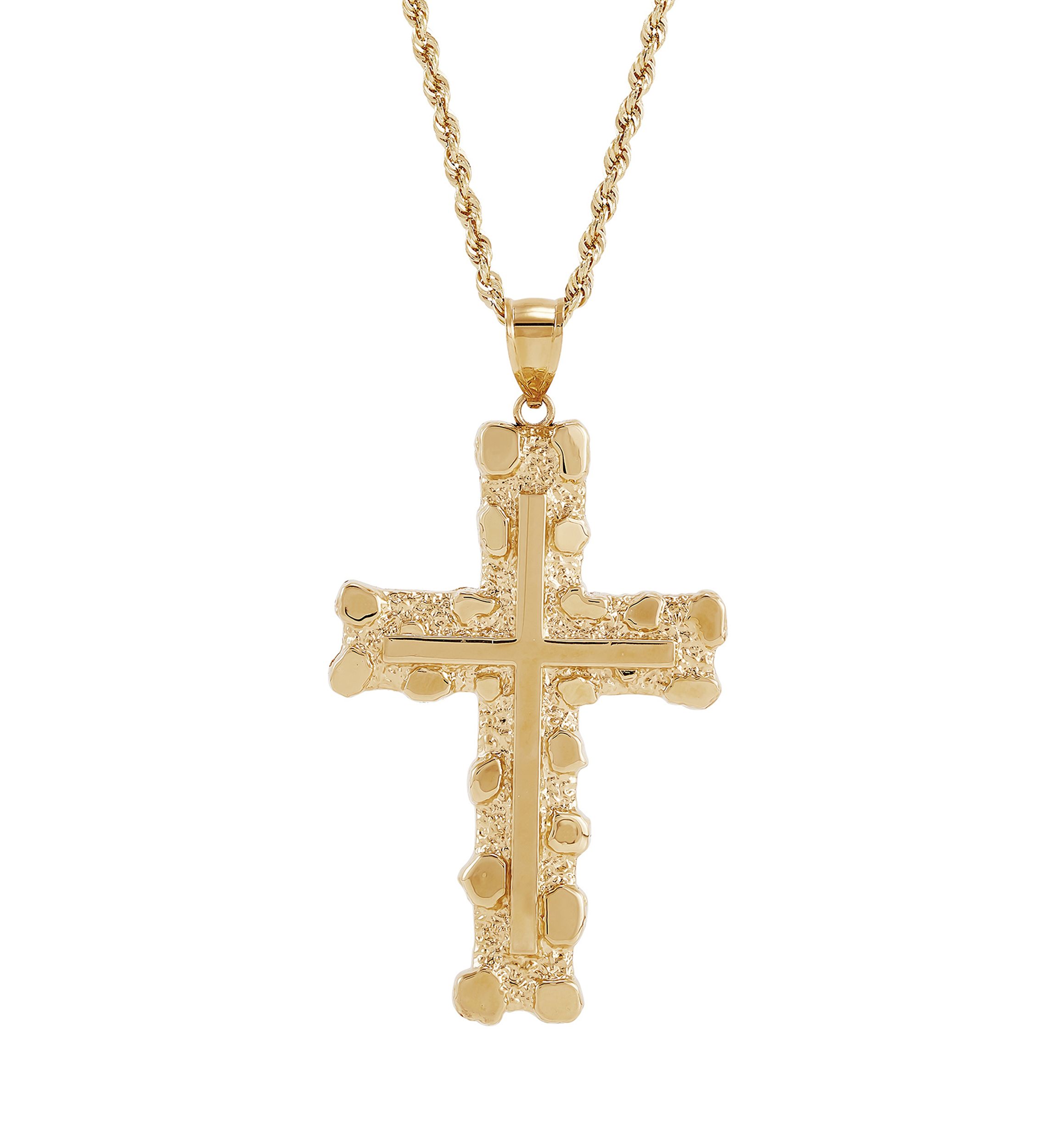 Nugget Cross Pendant in 10K Yellow Gold