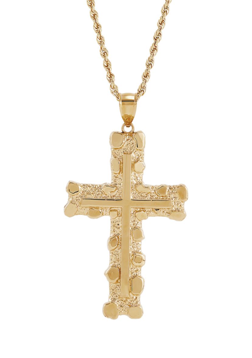 Nugget Cross Pendant in 10K Yellow Gold