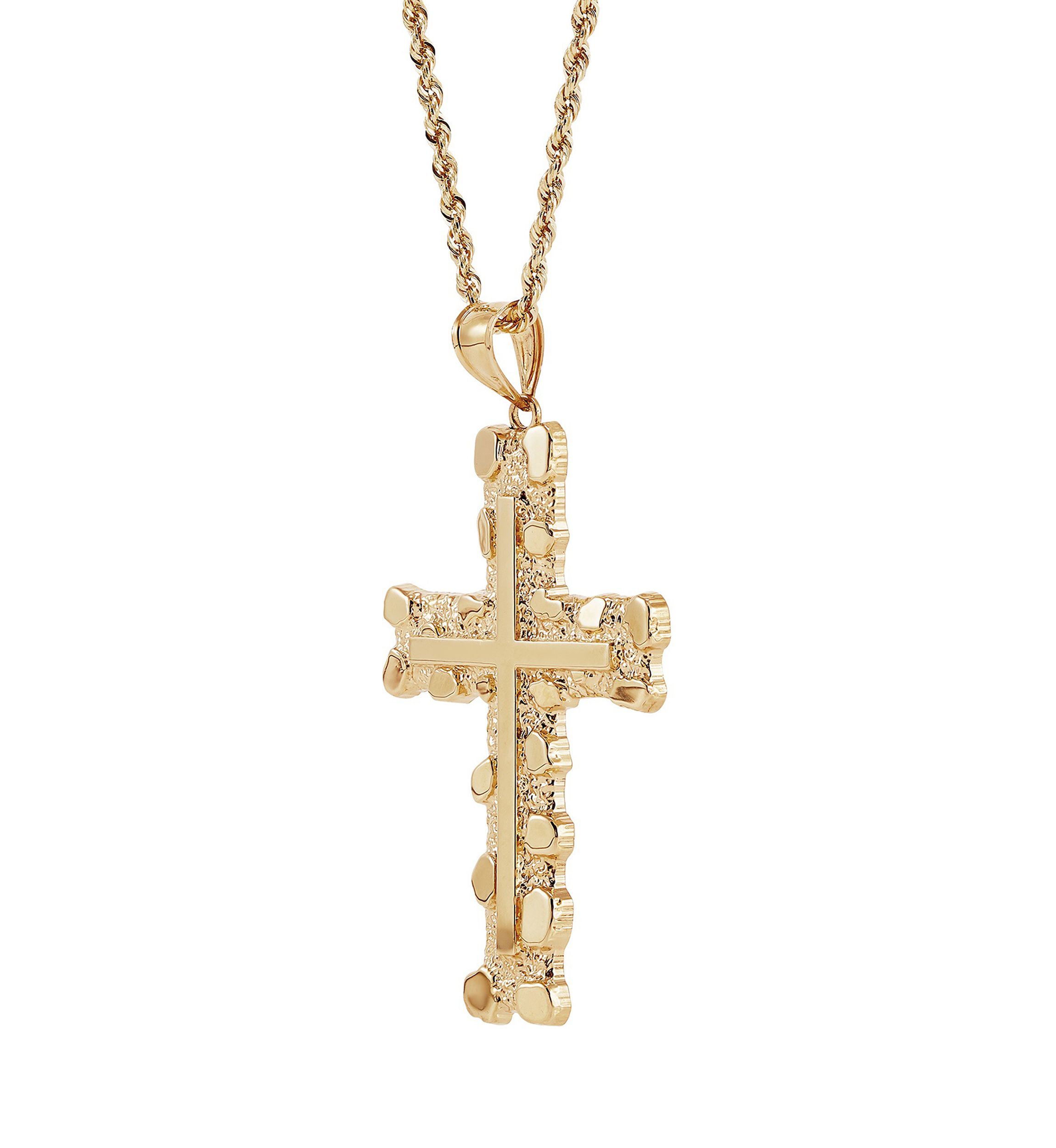 Nugget Cross Pendant in 10K Yellow Gold