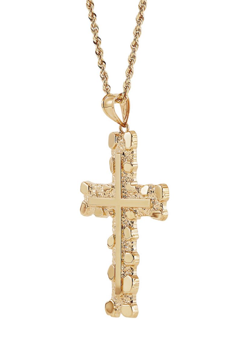 Nugget Cross Pendant in 10K Yellow Gold