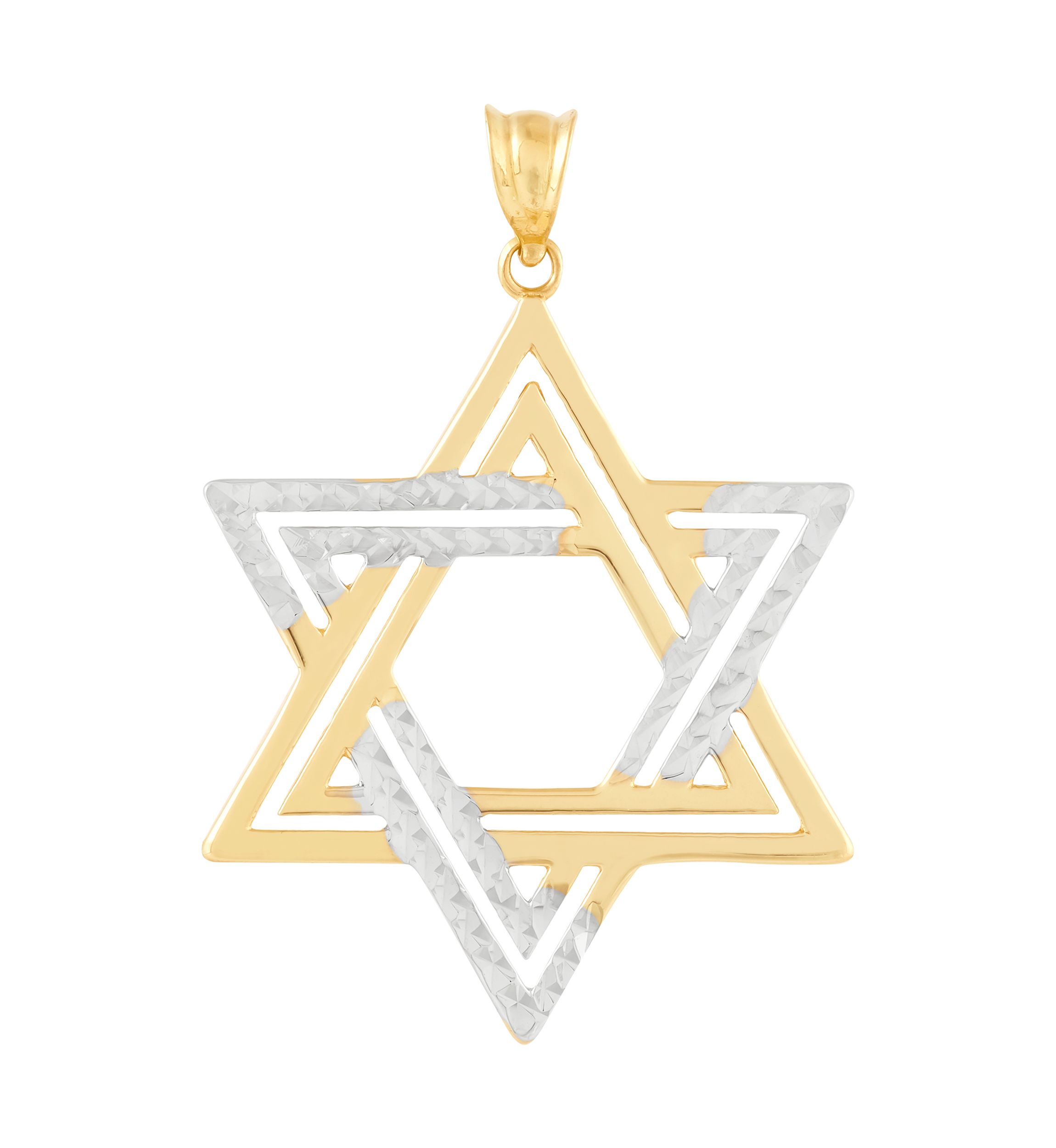 Jewish Star Pendant in 10K Yellow and White Gold