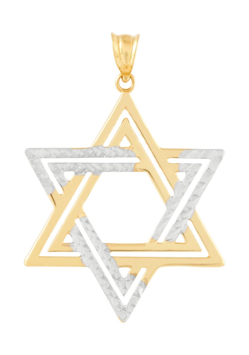 Jewish Star Pendant in 10K Yellow and White Gold