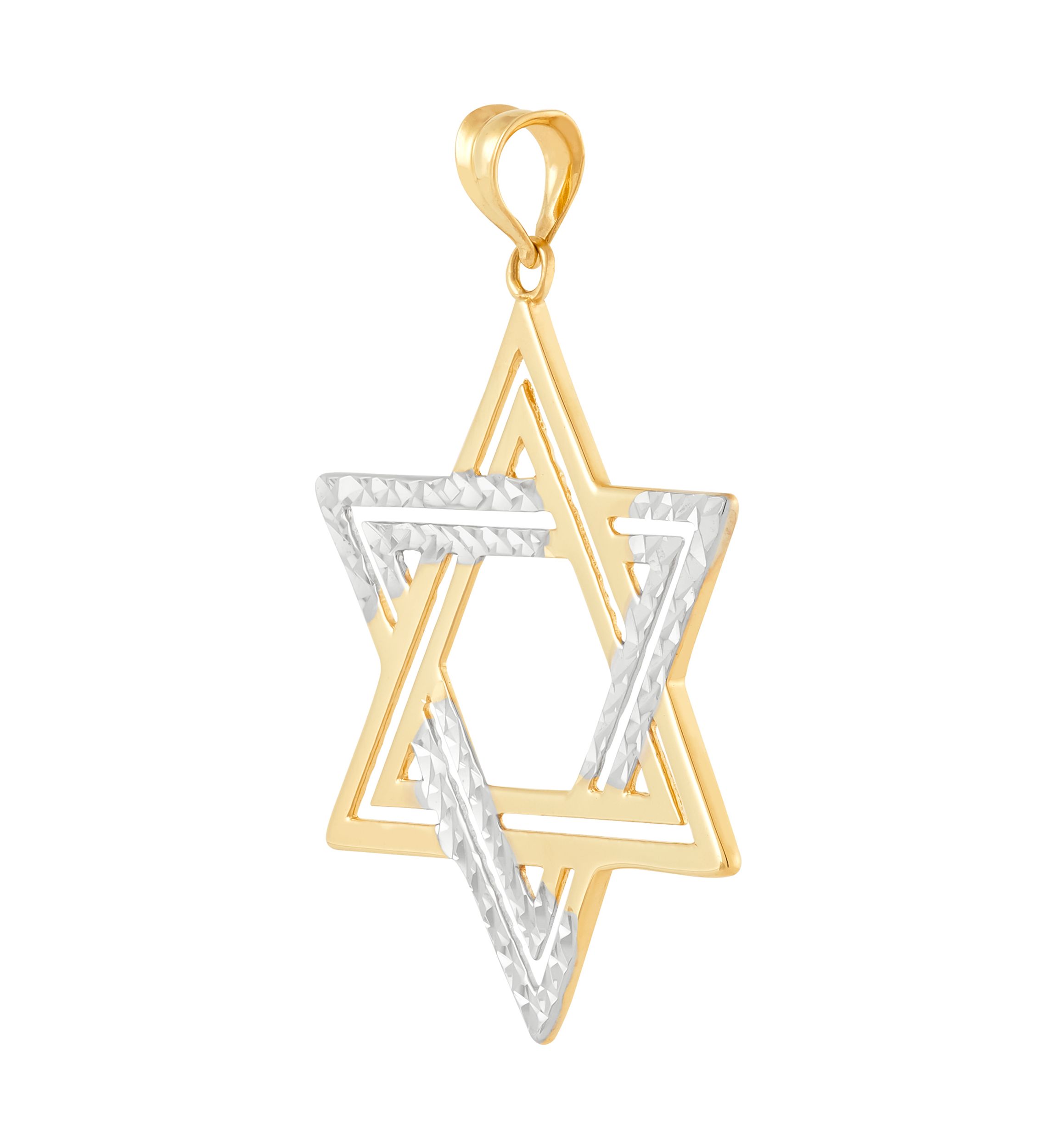 Jewish Star Pendant in 10K Yellow and White Gold