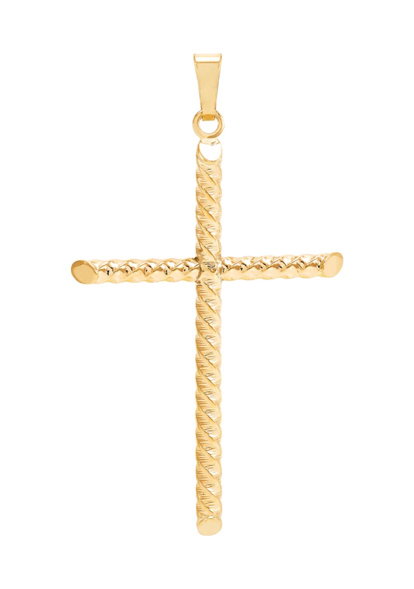 Tube Cross Pendant in 10K Yellow Gold
