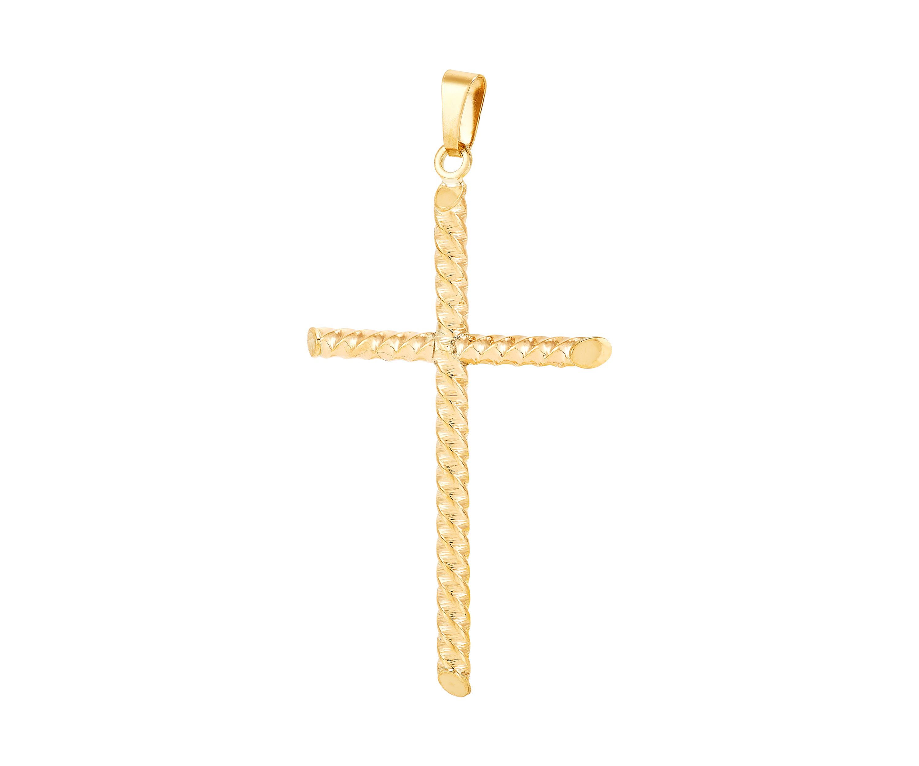 Tube Cross Pendant in 10K Yellow Gold