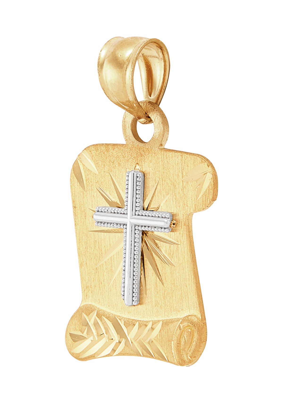 Bible Book Scroll Pendant in 10K Two Tone Gold