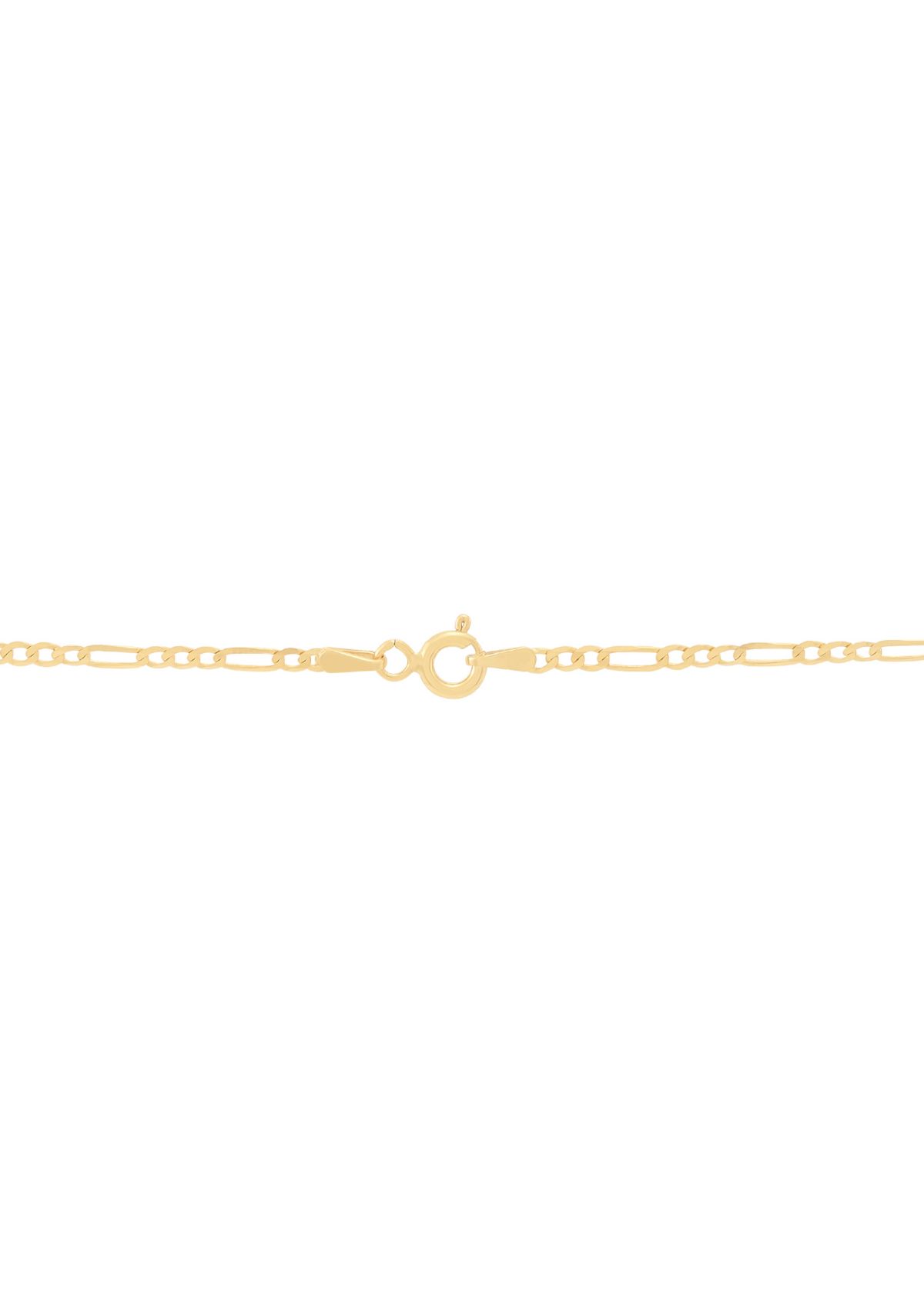 Center Cross Dog Tag with 20" Curb Chain in 10K Two Tone Gold