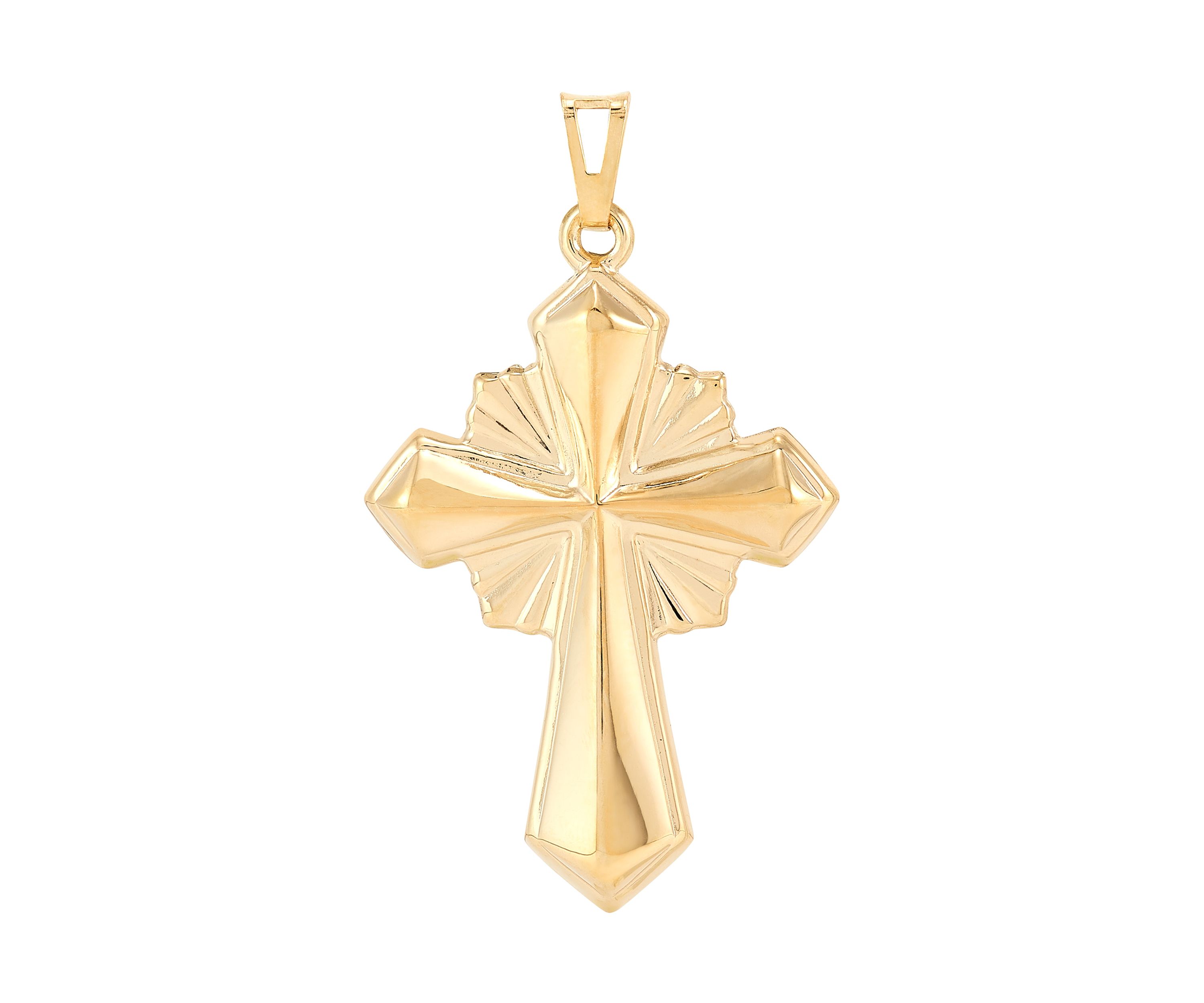 Knife Edge Cross Pendant in 10K Yellow Gold