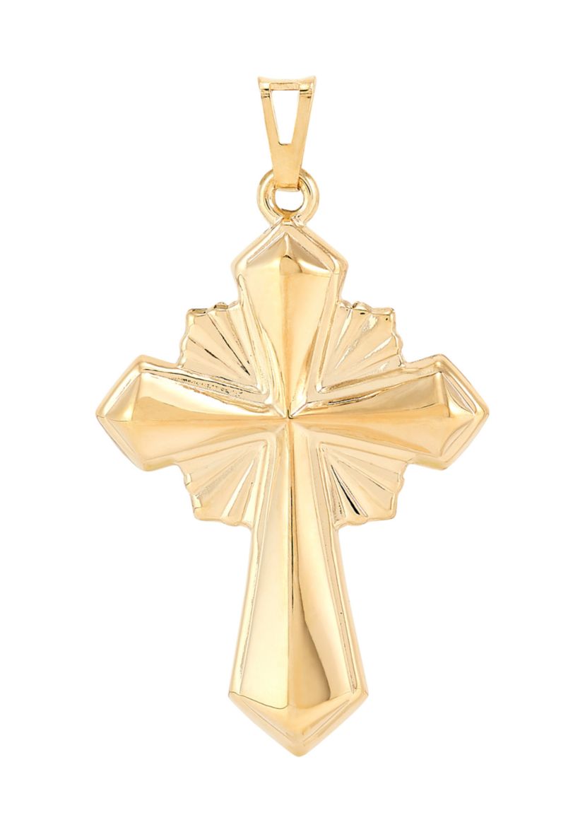 Knife Edge Cross Pendant in 10K Yellow Gold