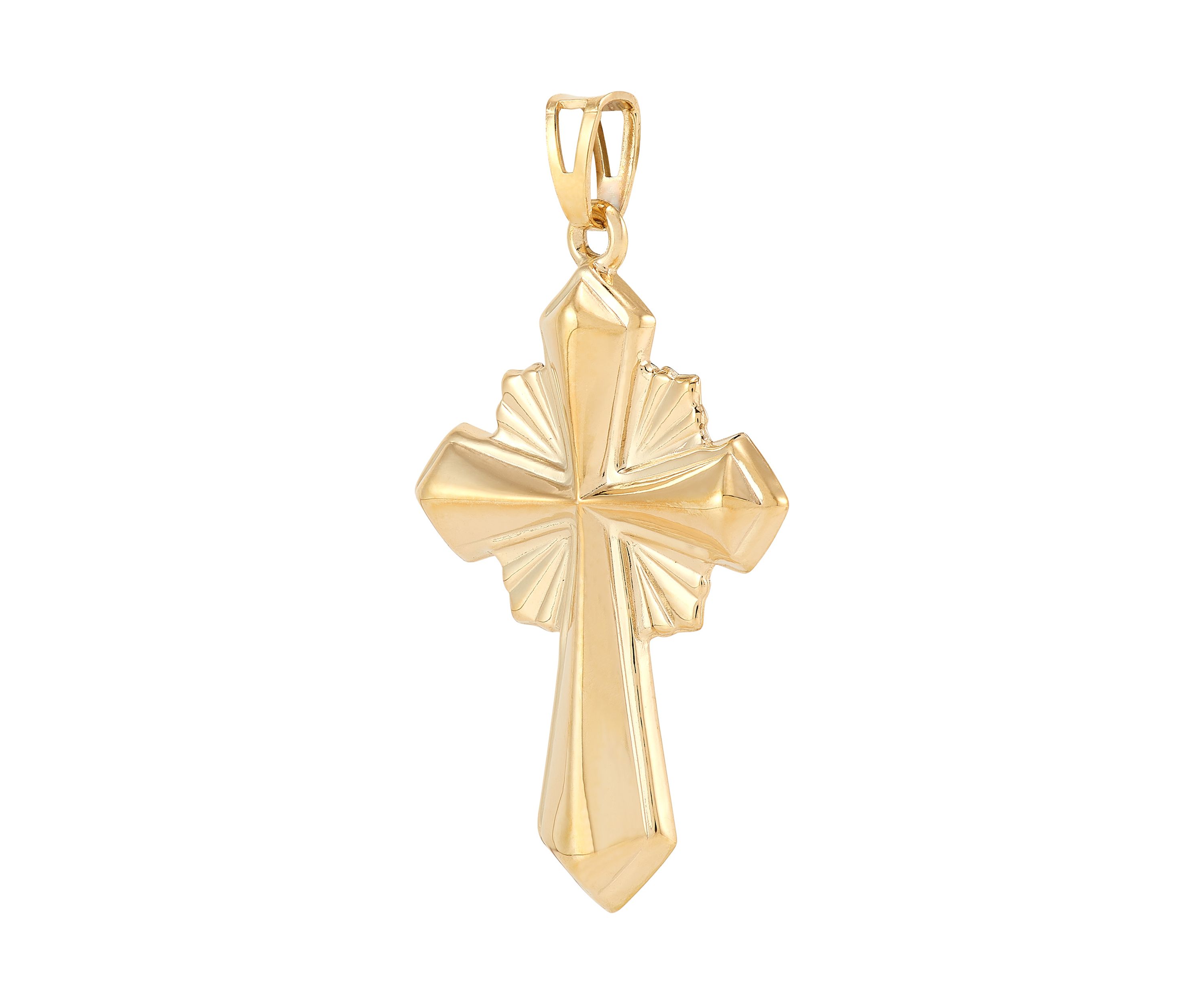 Knife Edge Cross Pendant in 10K Yellow Gold