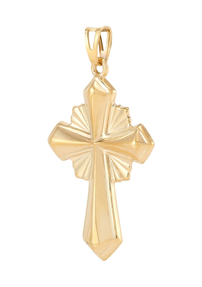 Knife Edge Cross Pendant in 10K Yellow Gold