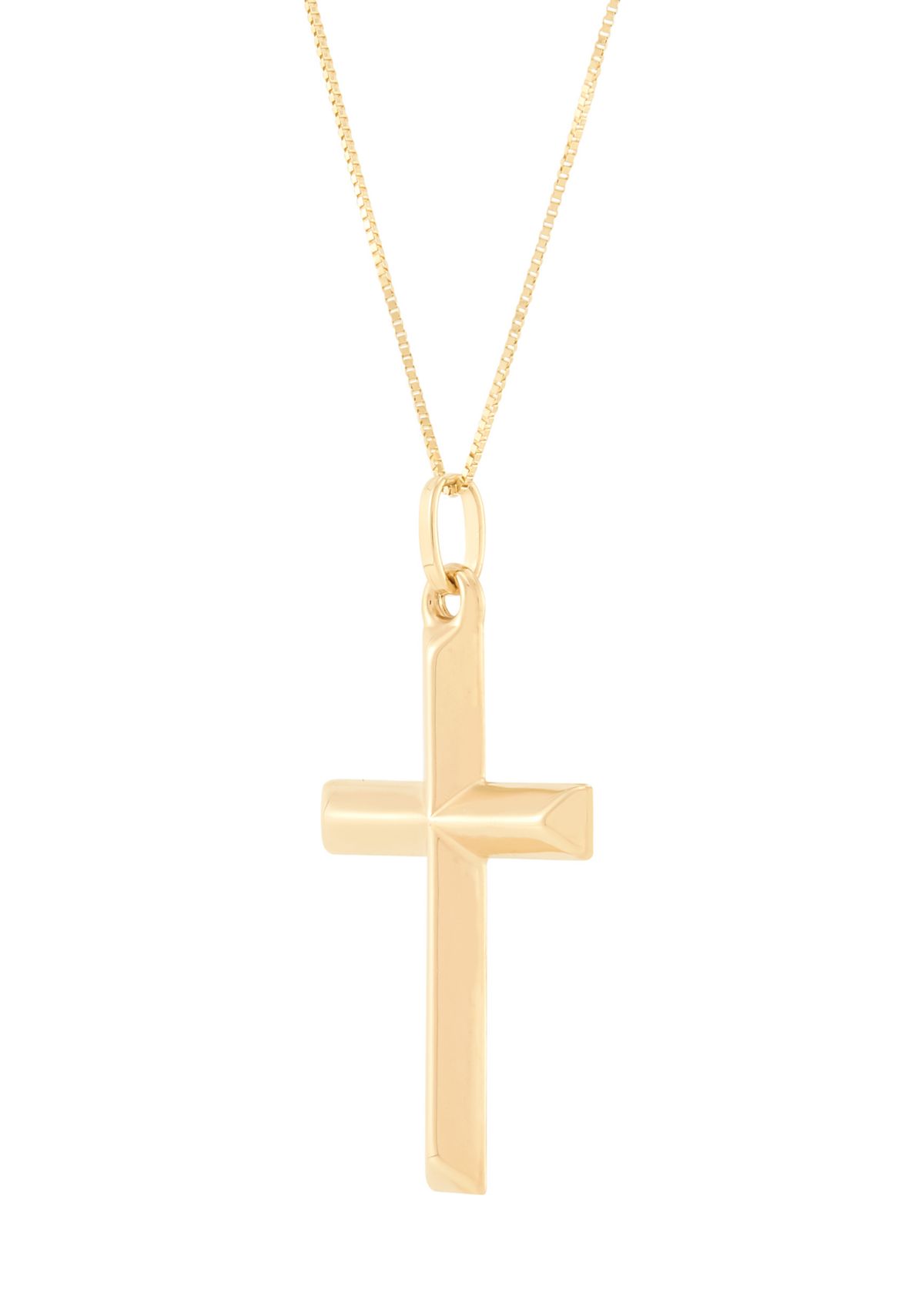 Cross Pendant with 18" Box Chain in 10K Yellow Gold