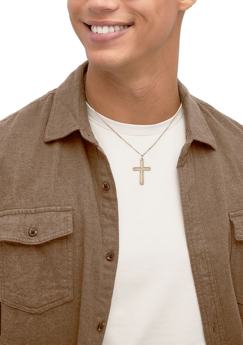 Cross Pendant with 18" Box Chain in 10K Yellow Gold