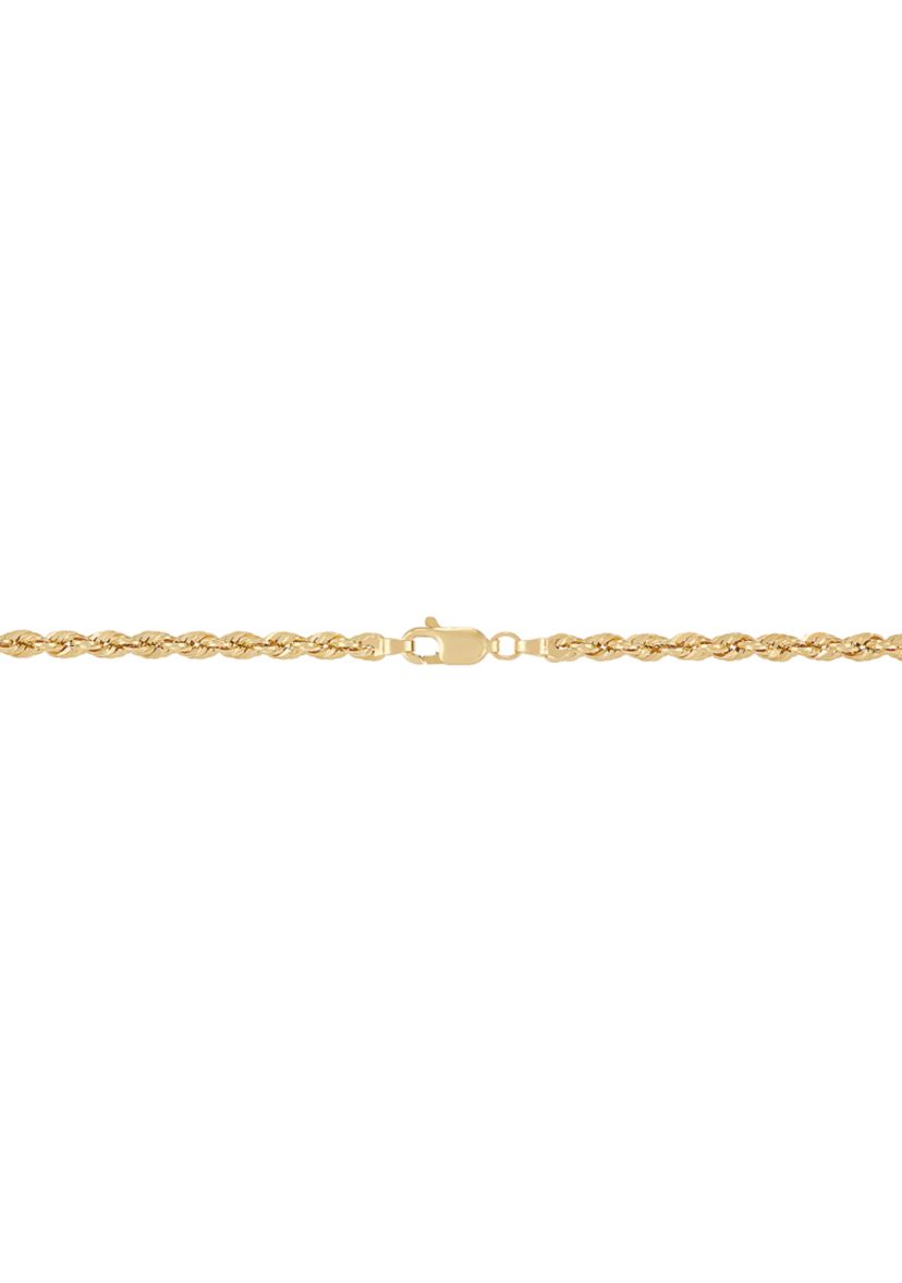 Beveled Step Cross Pendant with 20" Rope Chain in 10K Yellow Gold