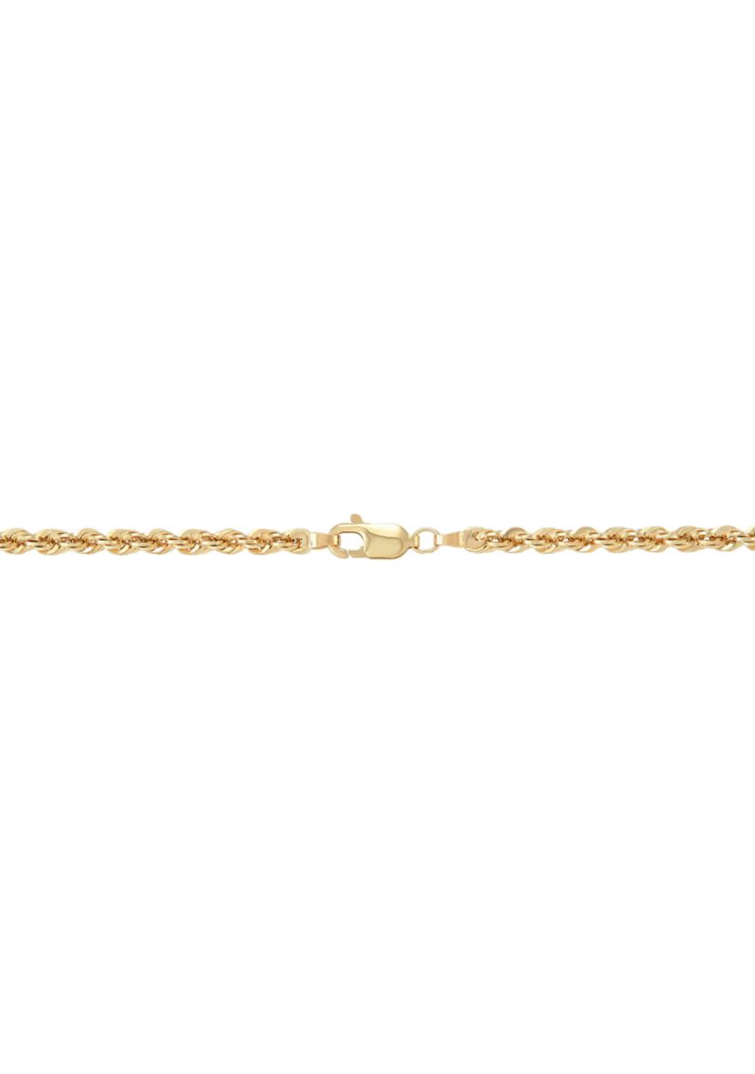Cross Pendant with 20" Rope Chain in 10K Yellow Gold