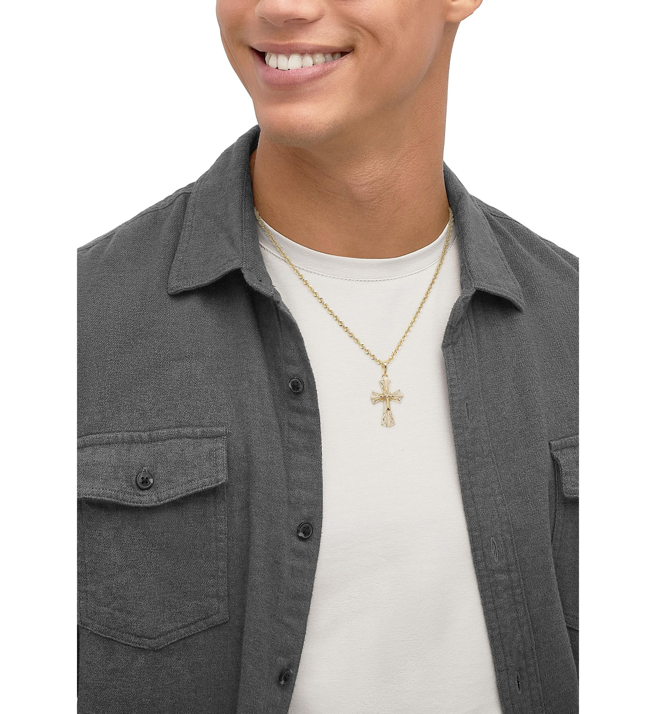 Cross Pendant with 20" Rope Chain in 10K Yellow Gold