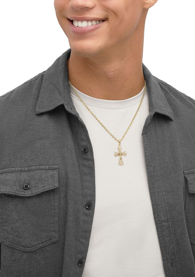 Cross Pendant with 20" Rope Chain in 10K Yellow Gold