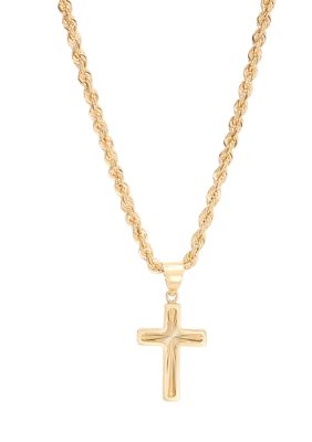Belk & Co Men's Sunburst Cross Pendant with 20" Glitter Chain in 10K Yellow Gold, 20 in