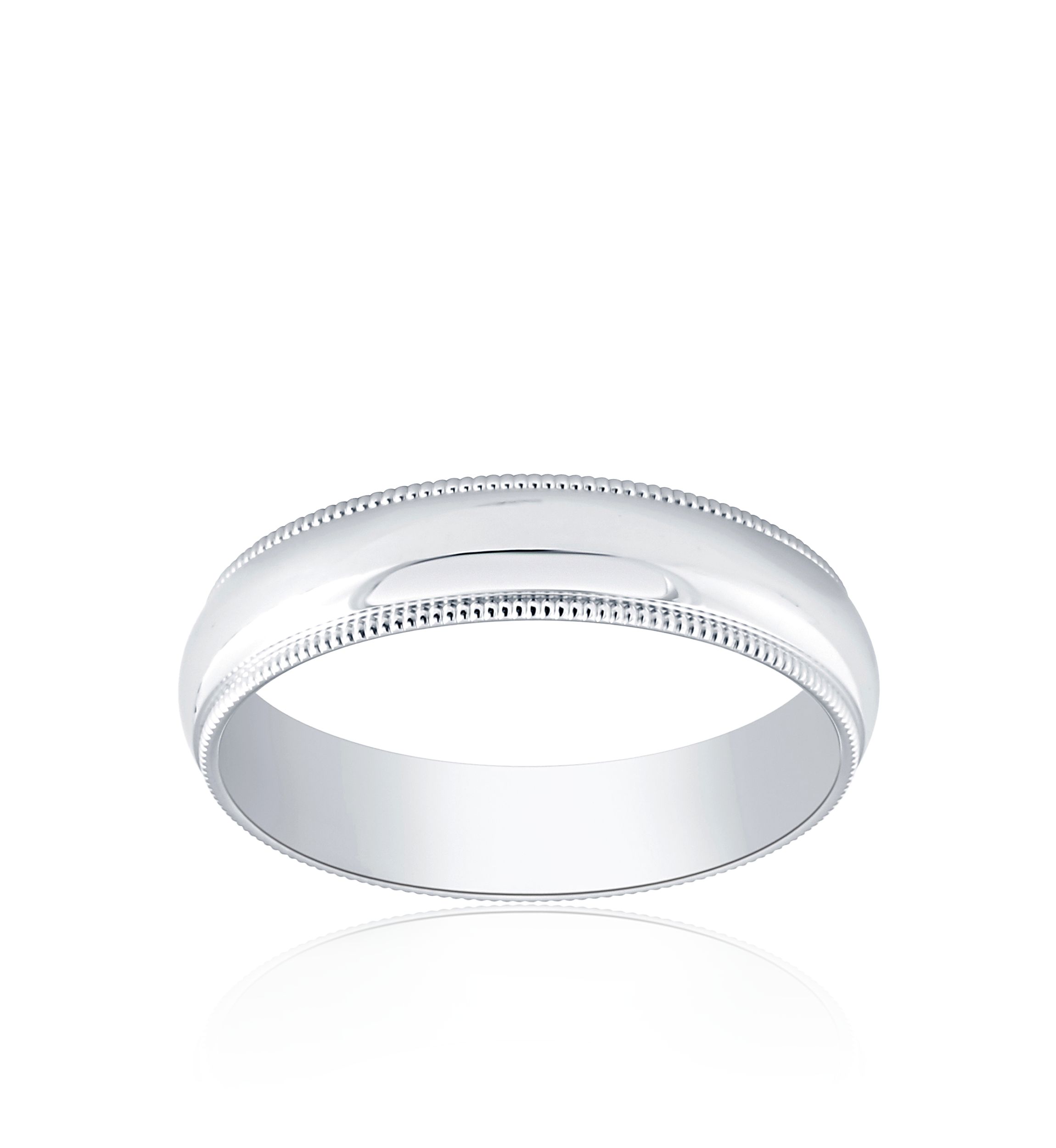Polished Milgrain Comfort Fit Ring in 10k White Gold
