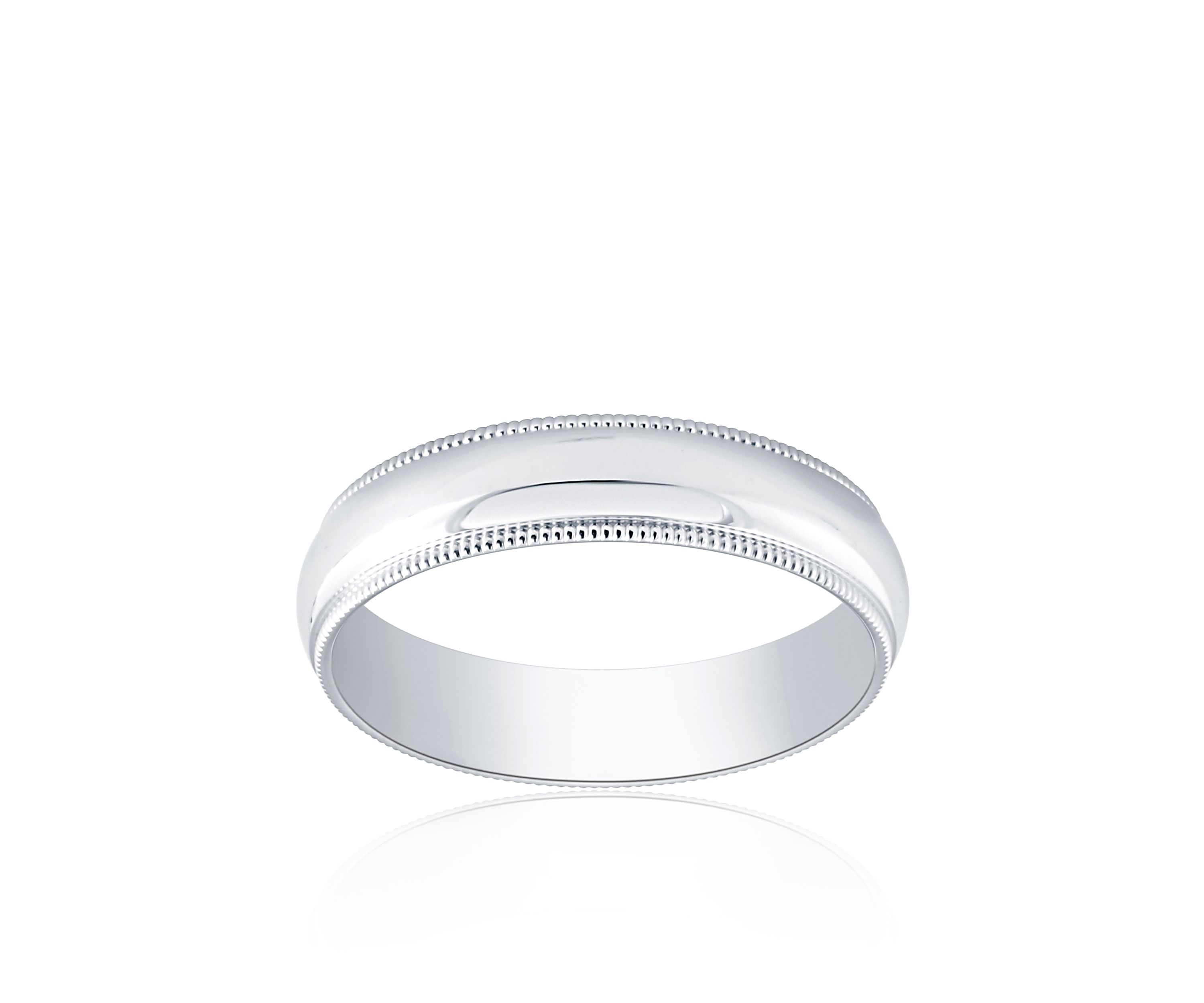 Polished Milgrain Comfort Fit Ring in 10k White Gold