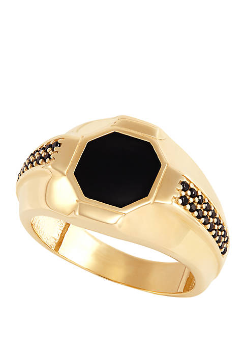 Mens Octagon Ring in 10k Yellow Gold