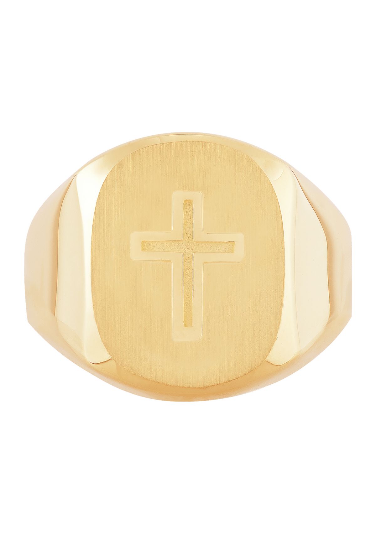 Mens Cross Wide Band Ring in 10K Yellow Gold