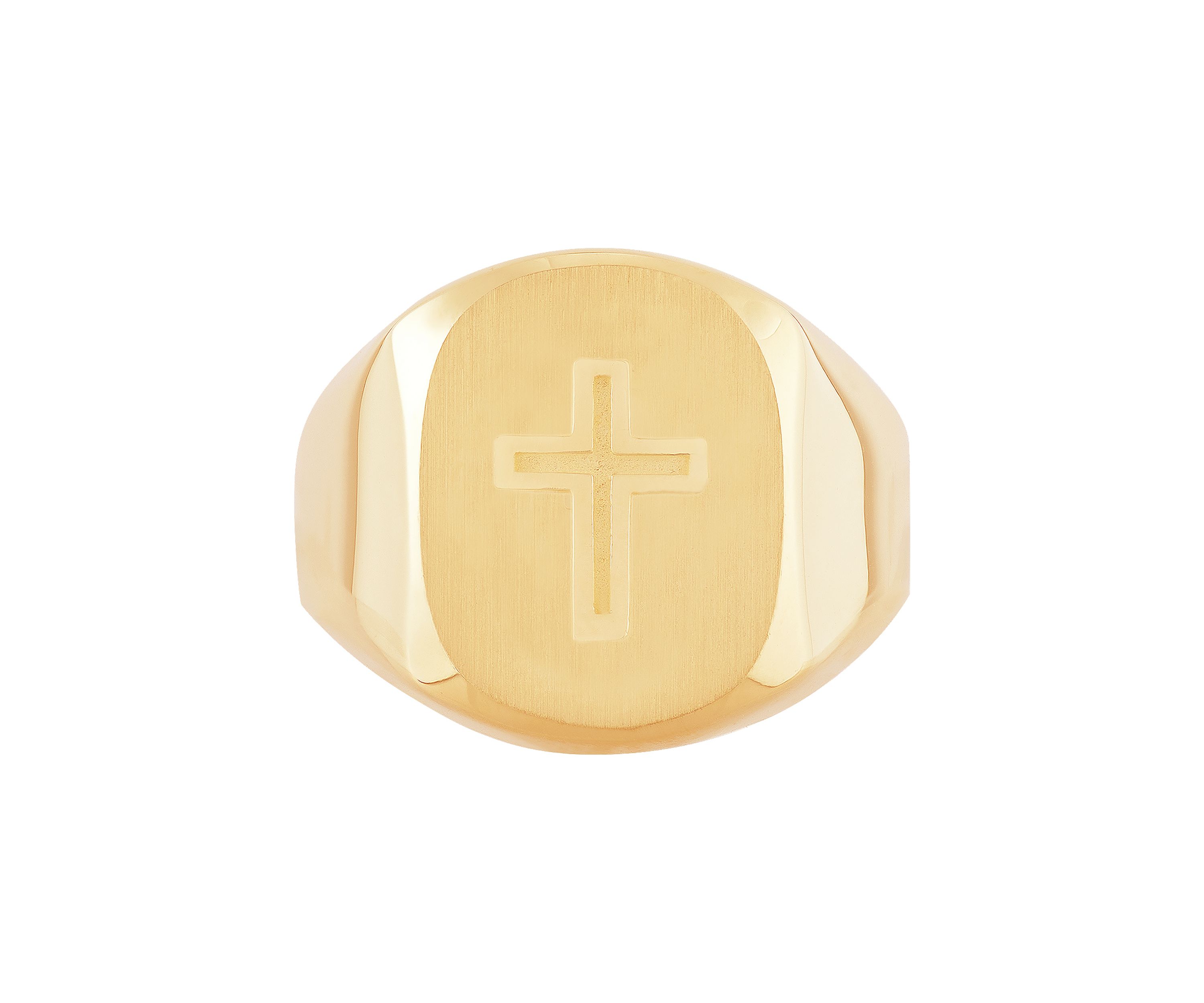 Mens Cross Wide Band Ring in 10K Yellow Gold