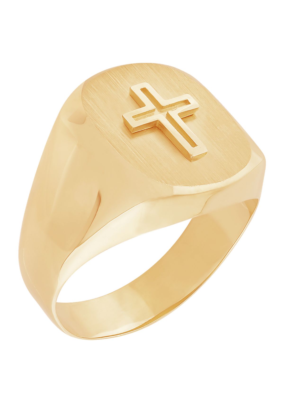 Mens Cross Wide Band Ring in 10K Yellow Gold