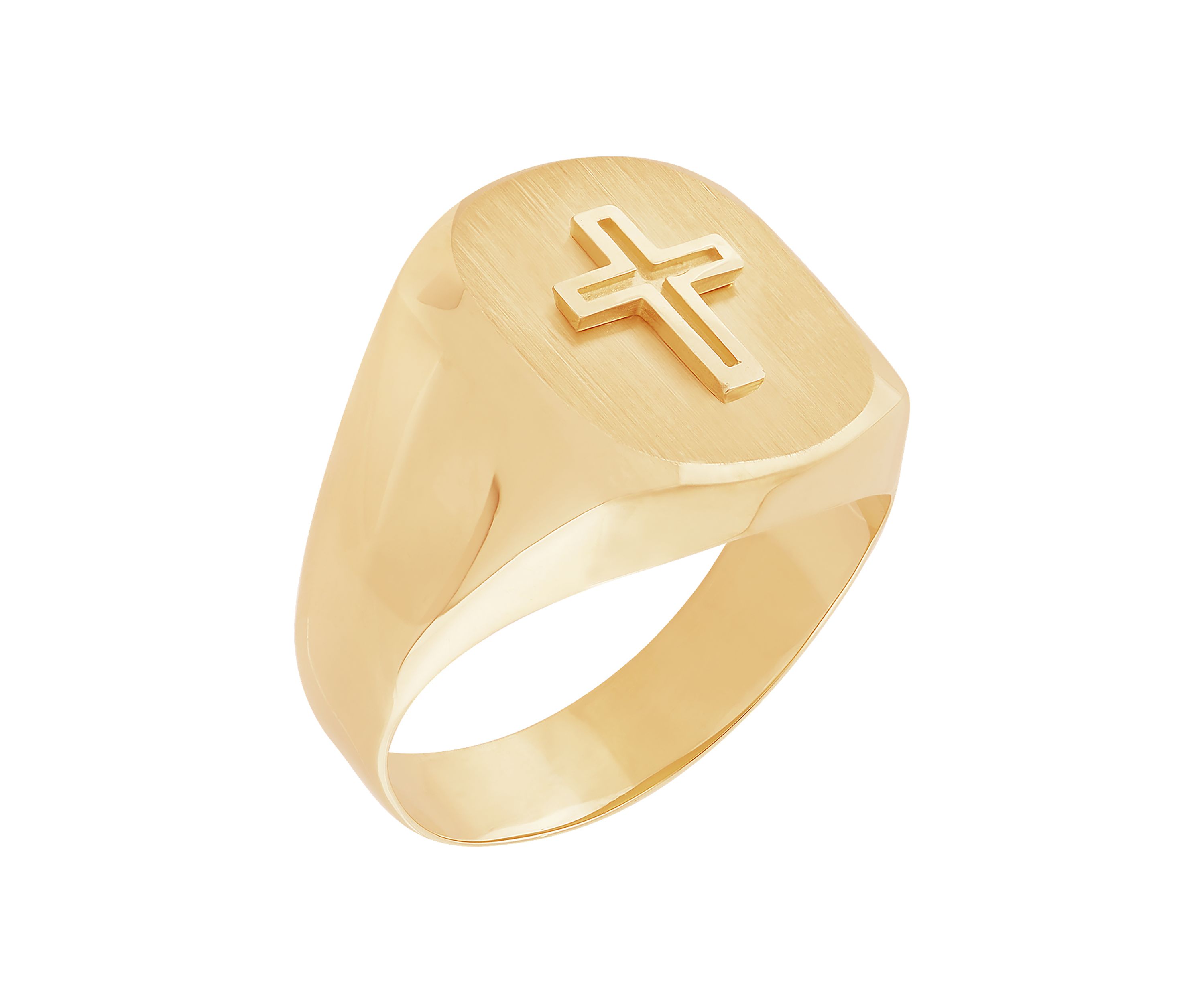 Mens Cross Wide Band Ring in 10K Yellow Gold