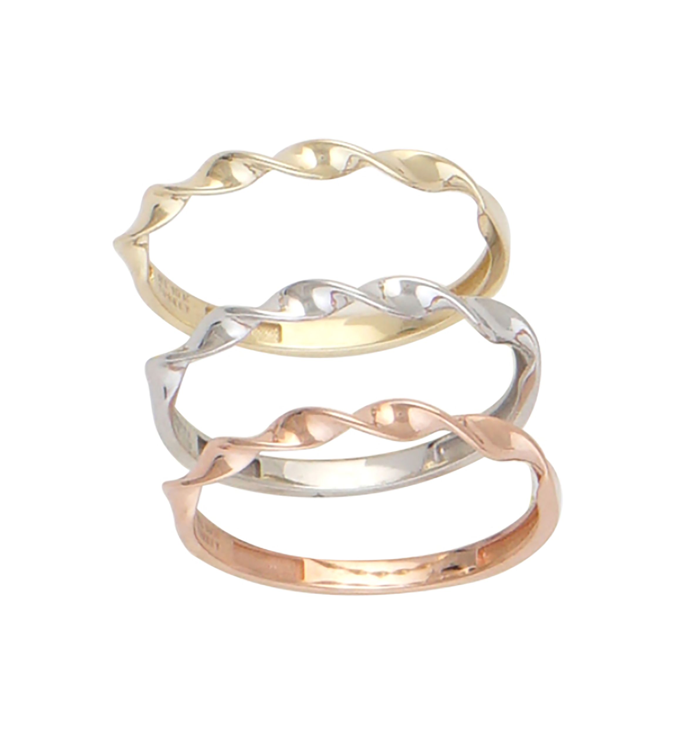 3 Twisted Stackable Band in 10 Sterling Silver