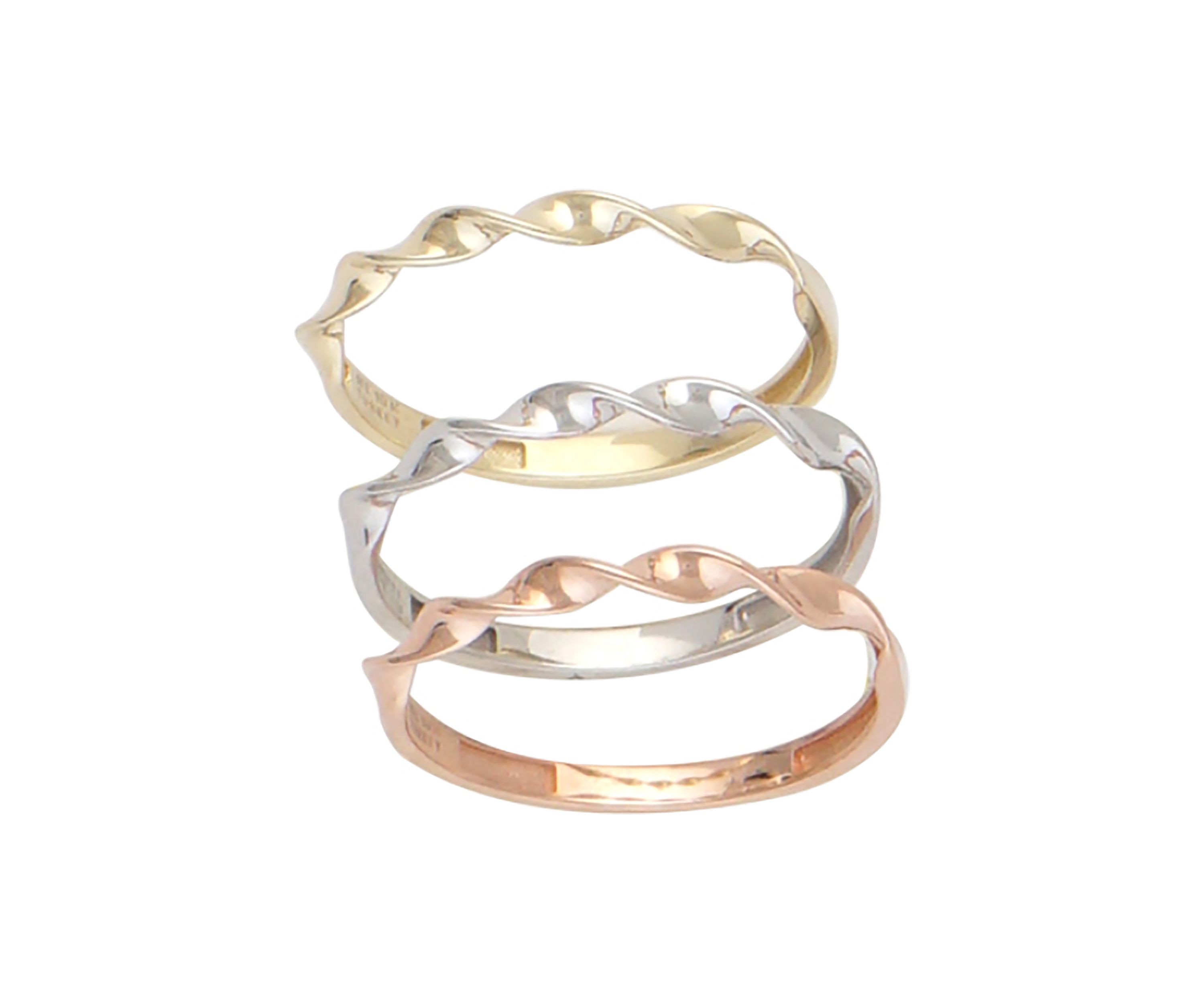 3 Twisted Stackable Band in 10 Sterling Silver