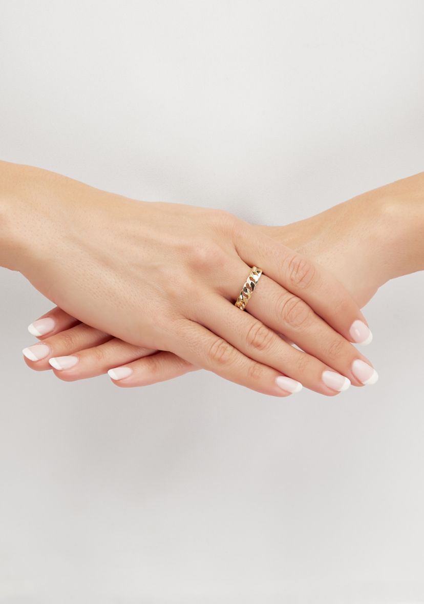 Curb Design Band Ring in 10K Yellow Gold
