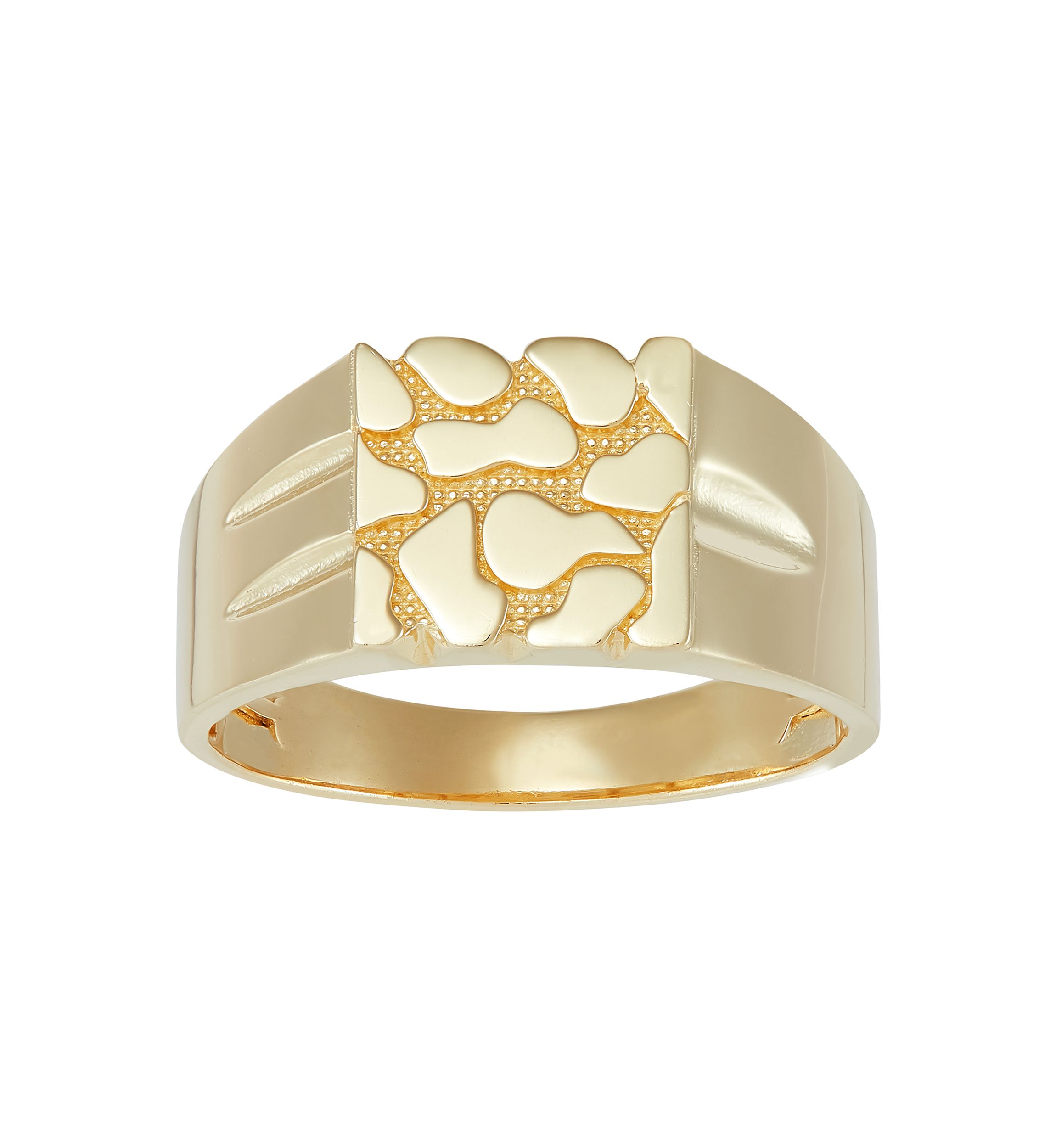 Gents Signet Nugget Ring in 10K Yellow Gold