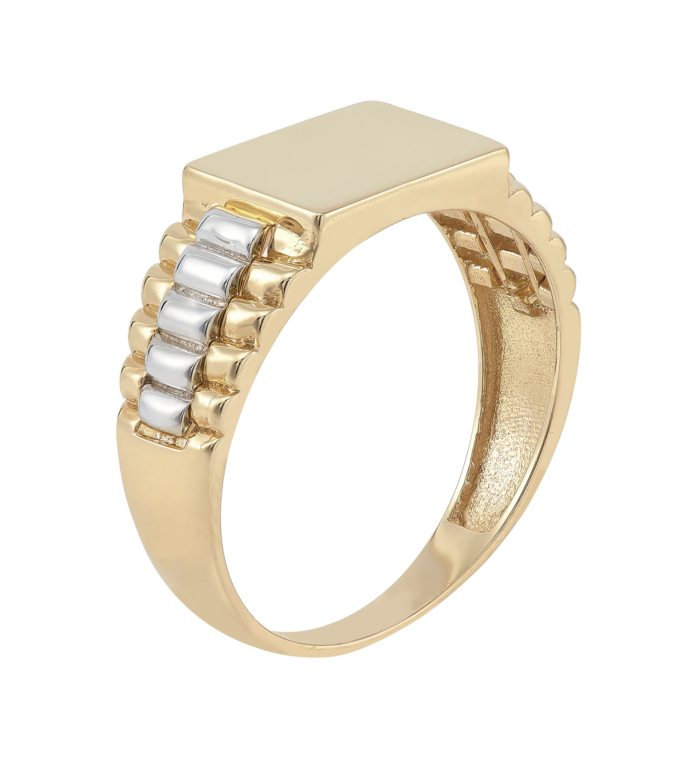 Rectangle Signet Ring in 10K Two Tone Gold