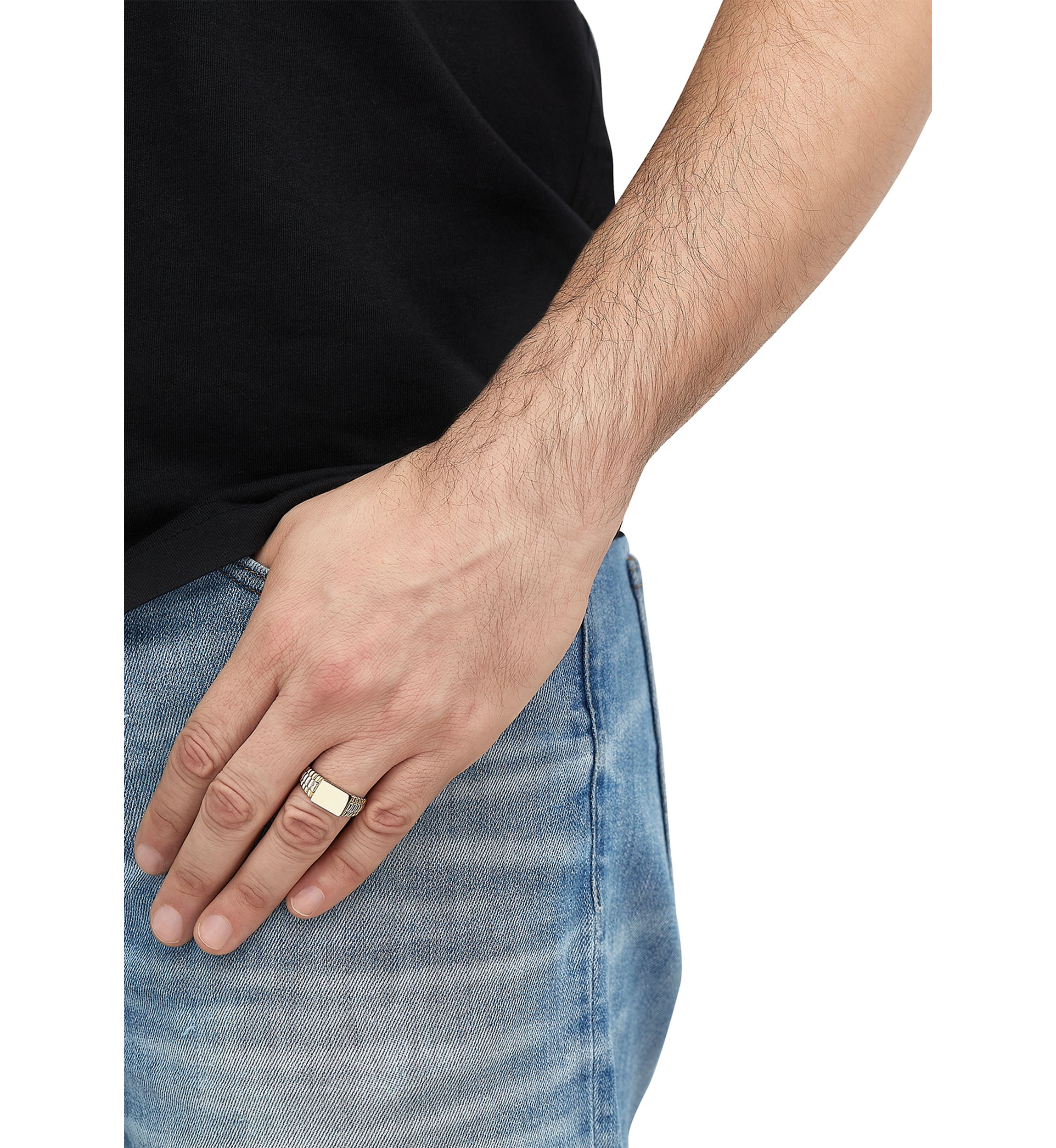 Rectangle Signet Ring in 10K Two Tone Gold