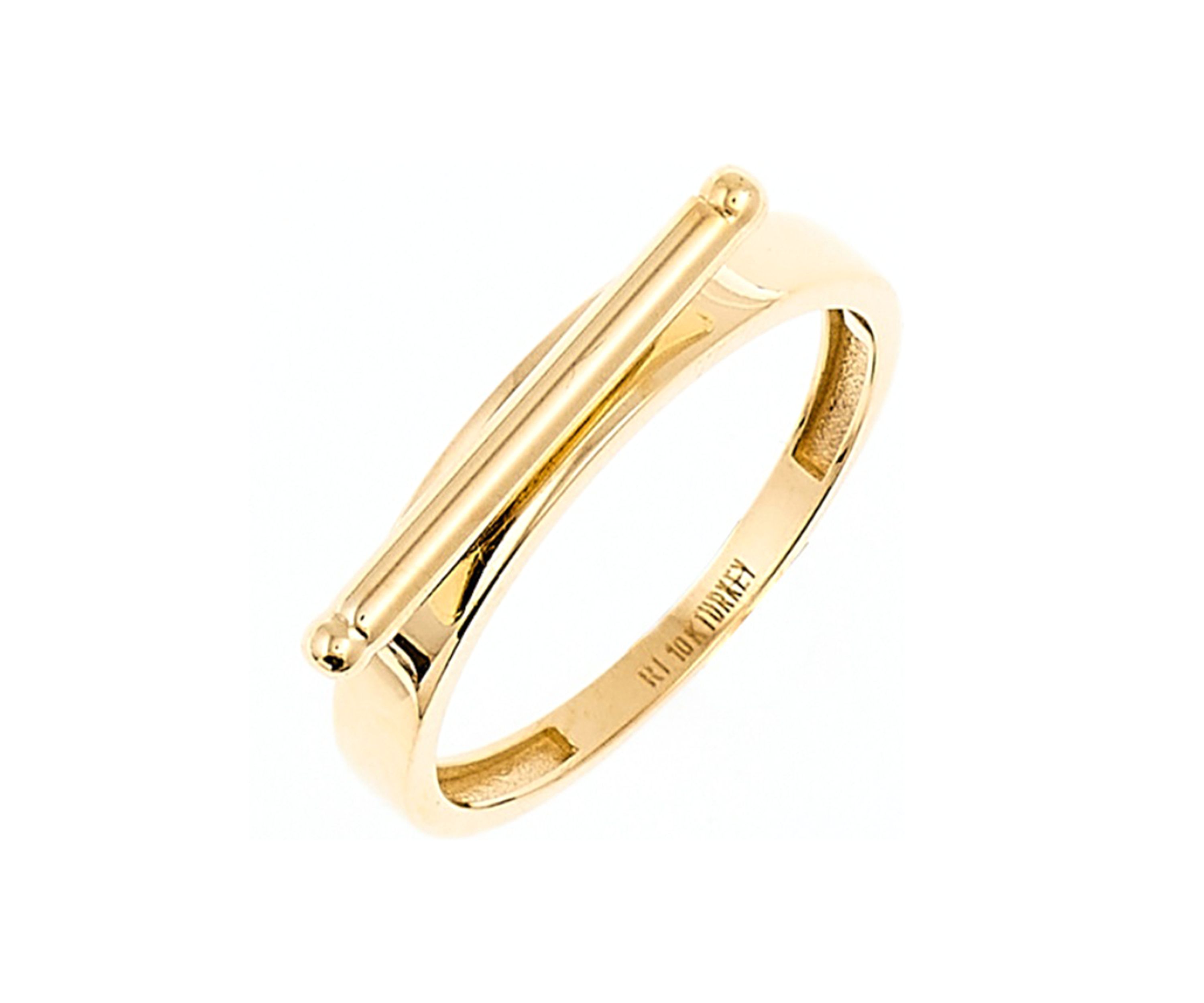 Bar on Band Ring in 10K Yellow Gold