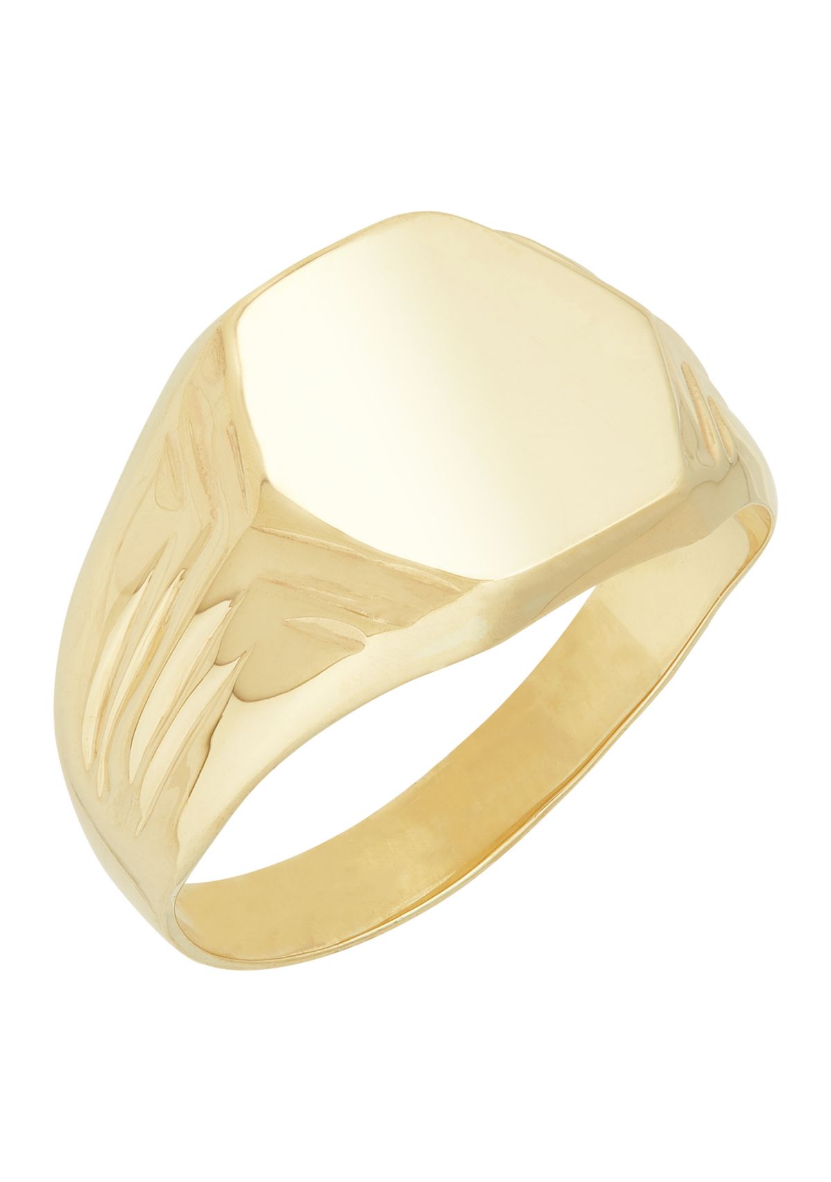 Gents Hexagon Dignet Ring in 10K Yellow Gold