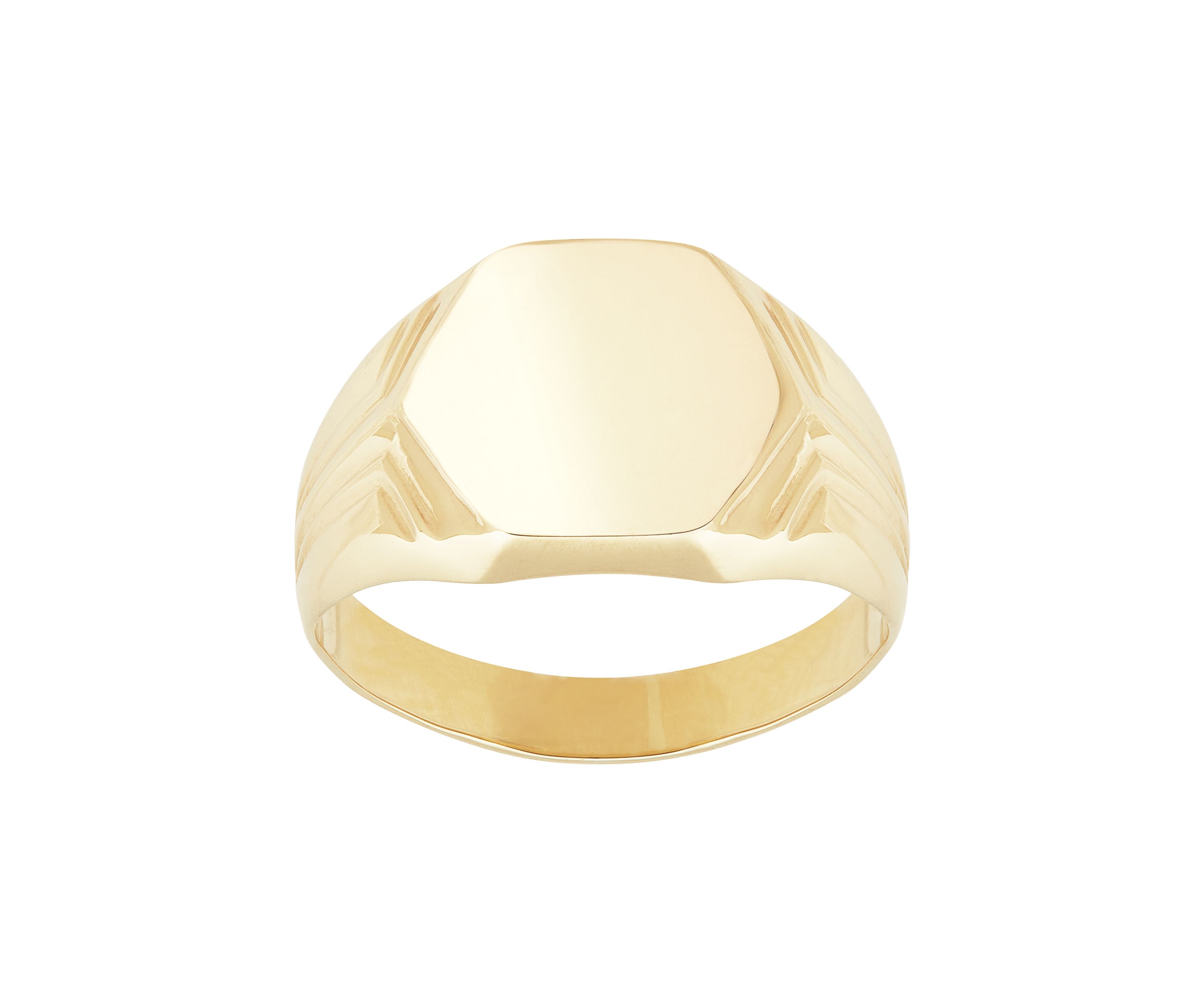 Gents Hexagon Dignet Ring in 10K Yellow Gold