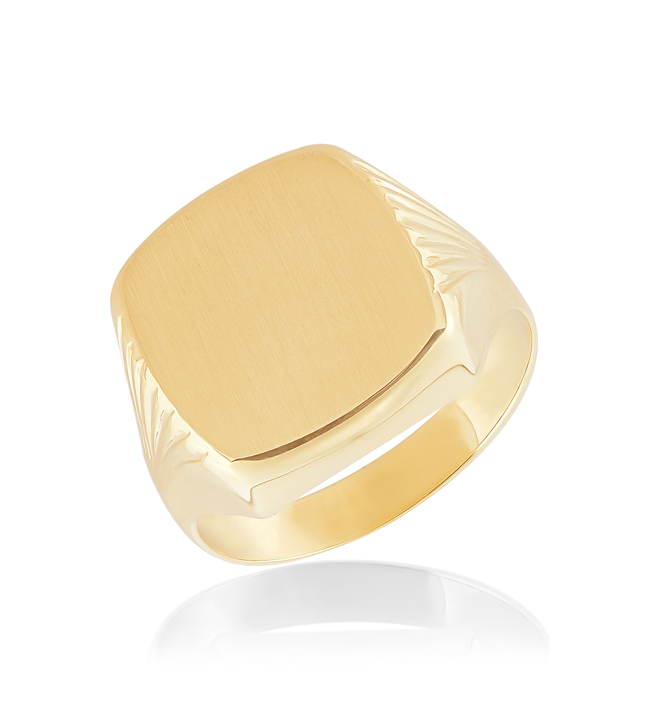 Mens Cushion Signet Ring in 10K Yellow Gold