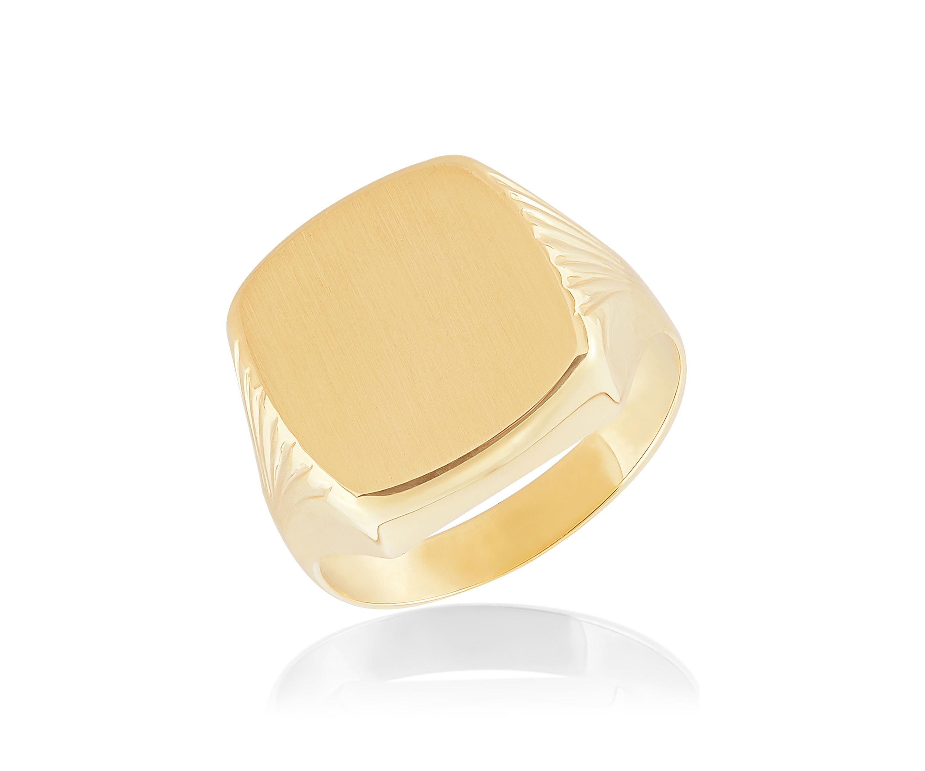Mens Cushion Signet Ring in 10K Yellow Gold