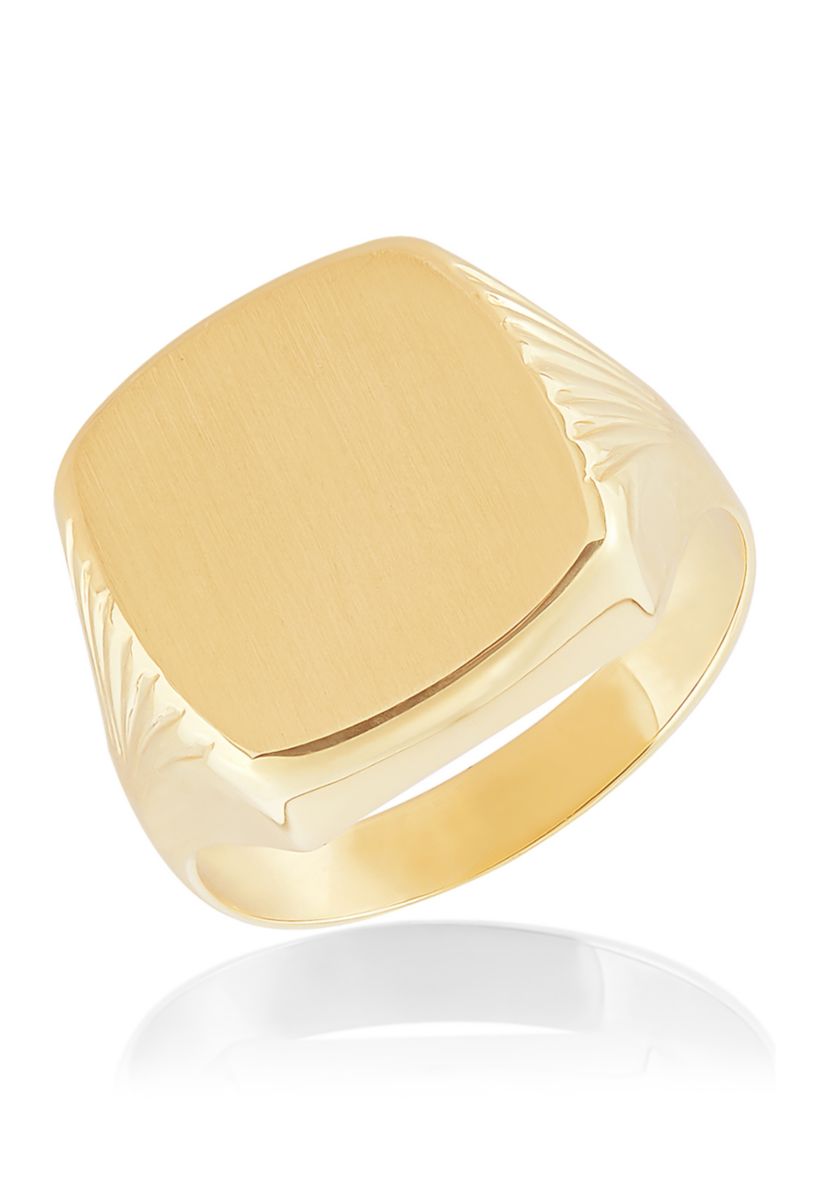 Mens Cushion Signet Ring in 10K Yellow Gold