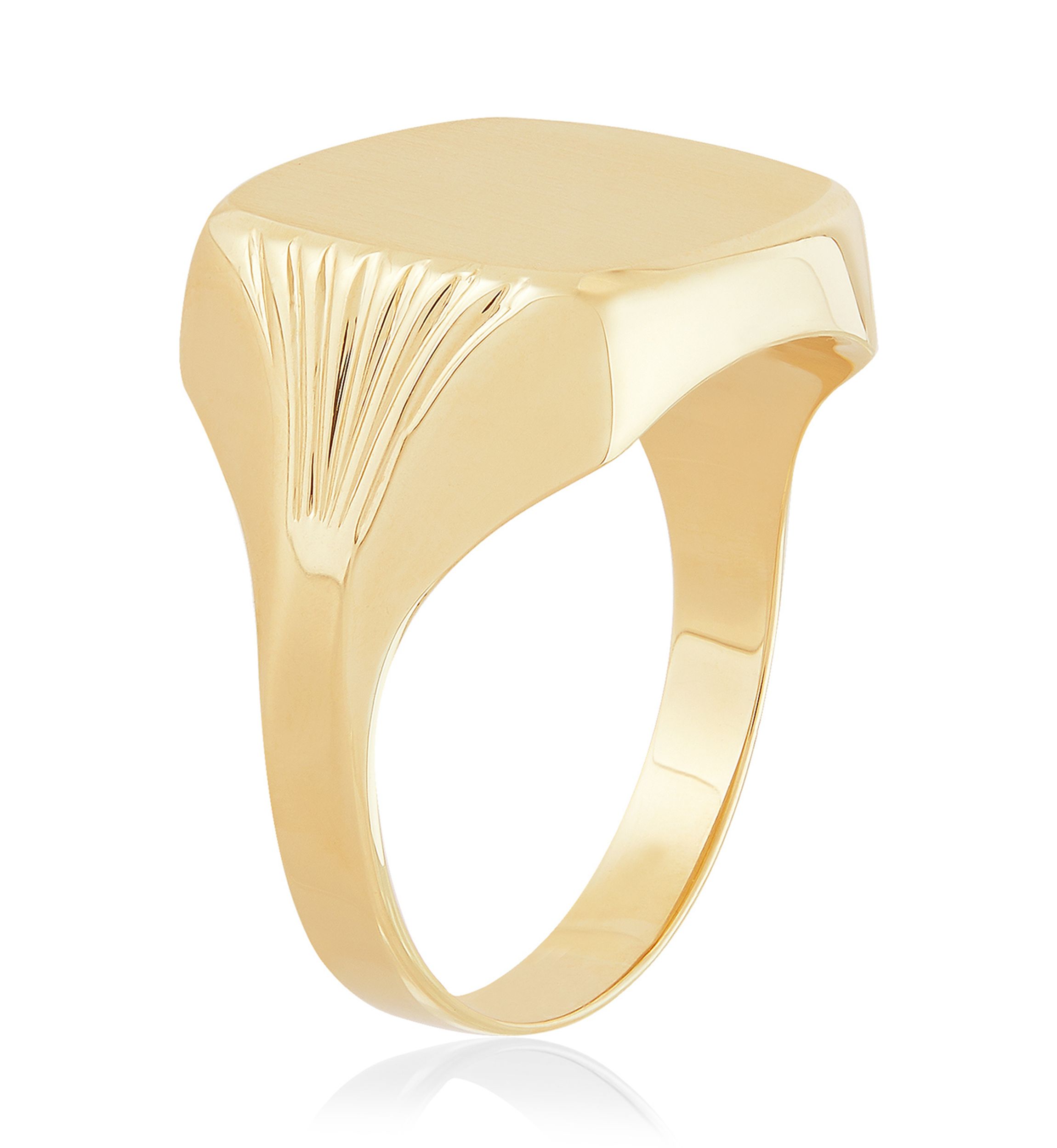 Mens Cushion Signet Ring in 10K Yellow Gold