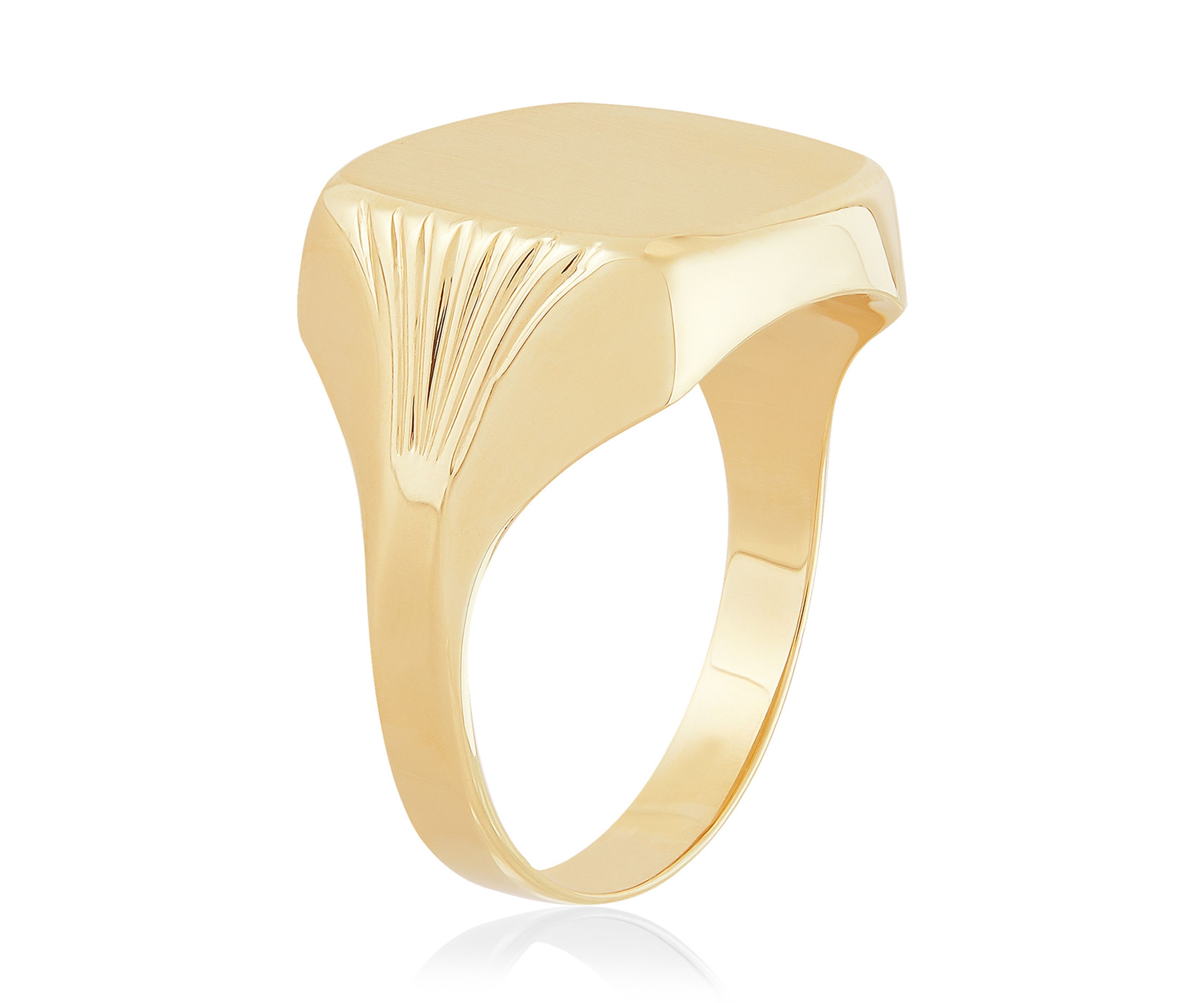 Mens Cushion Signet Ring in 10K Yellow Gold