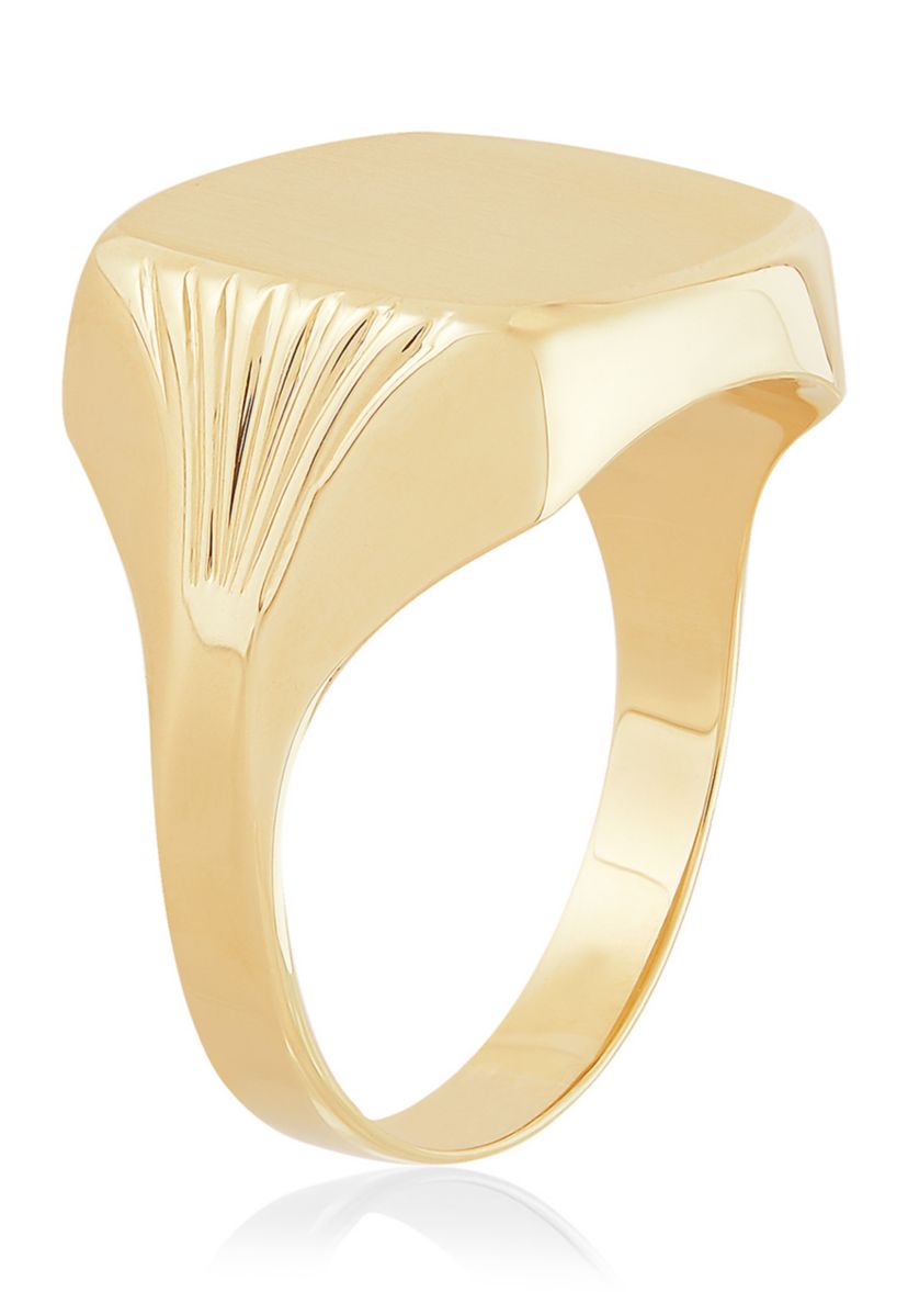 Mens Cushion Signet Ring in 10K Yellow Gold