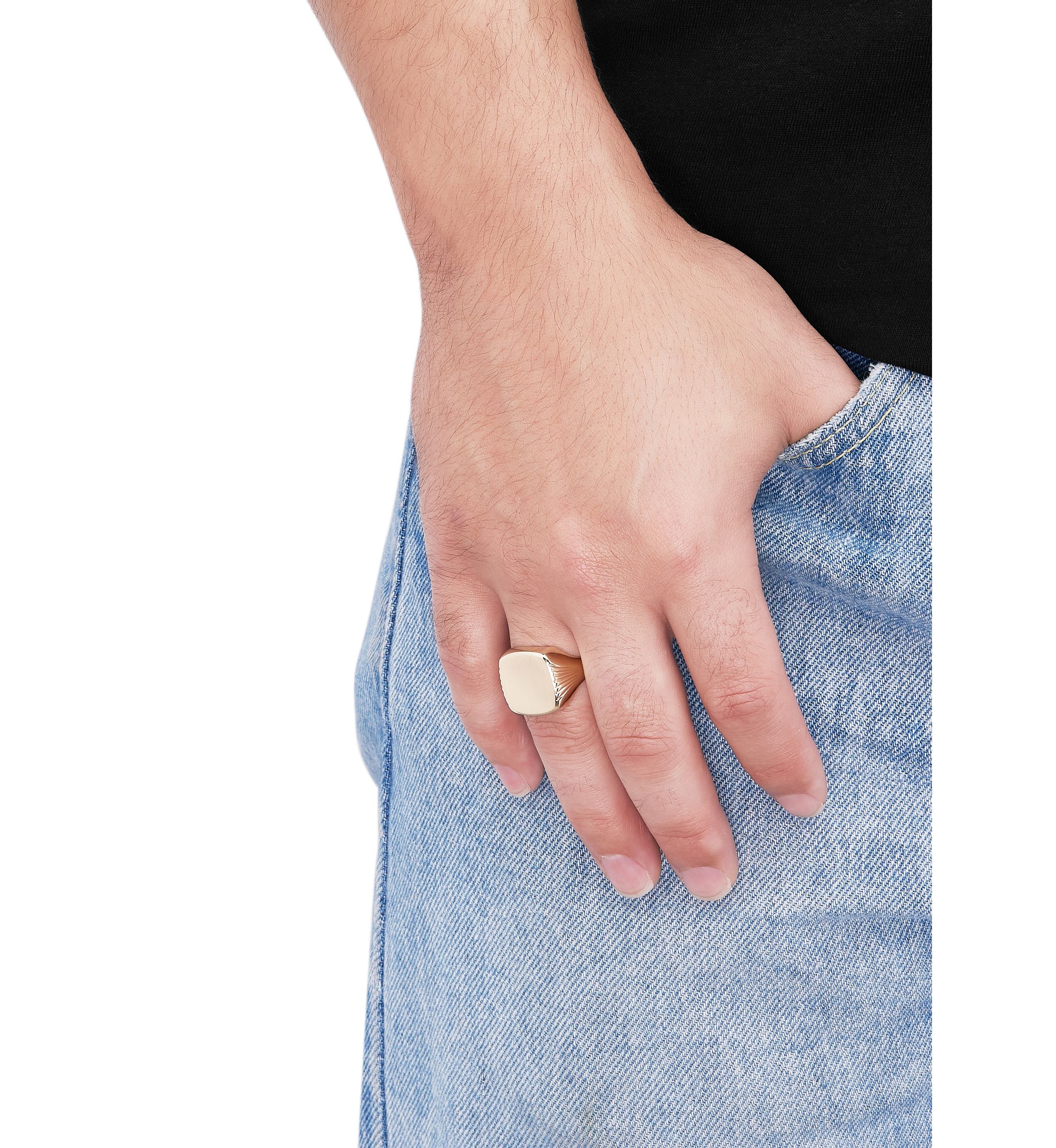 Mens Cushion Signet Ring in 10K Yellow Gold