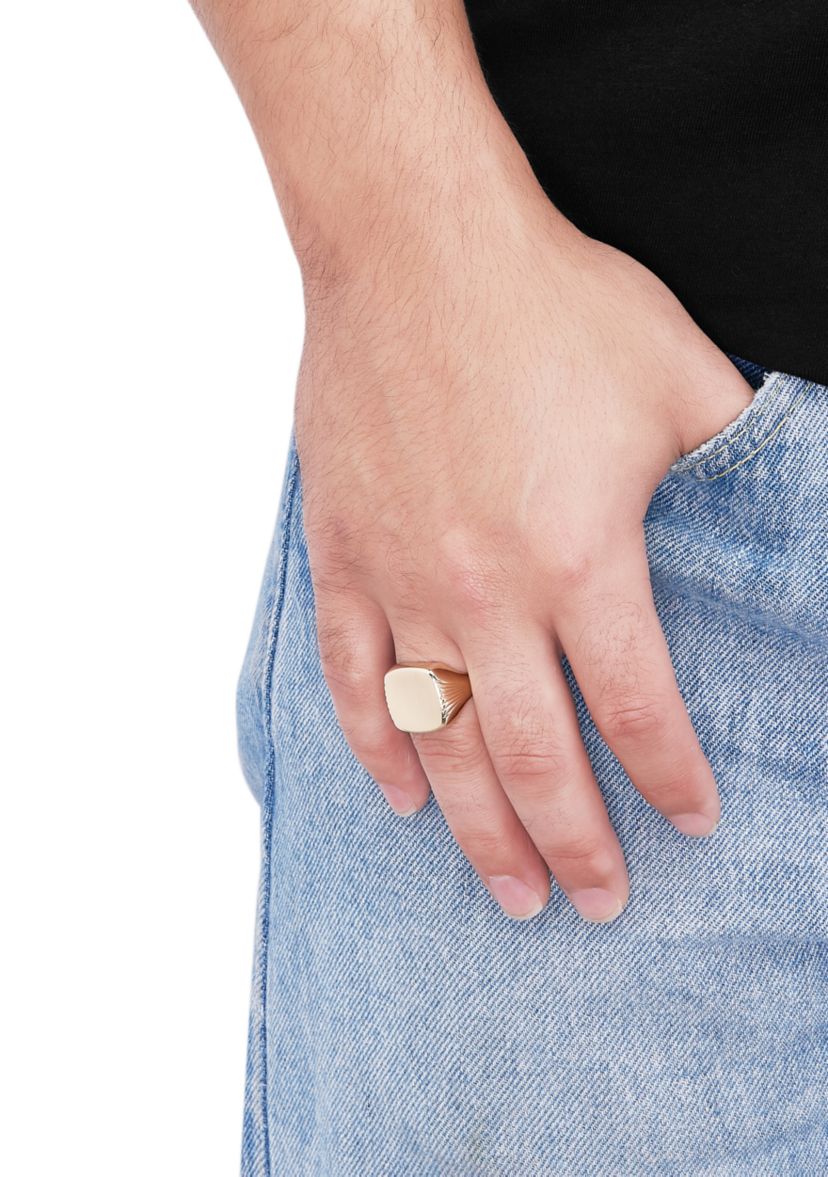 Mens Cushion Signet Ring in 10K Yellow Gold