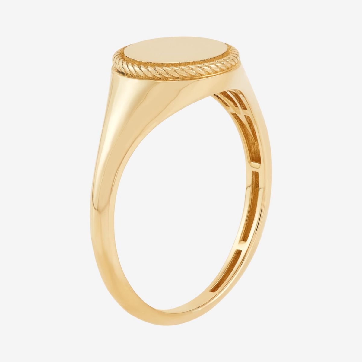 14K Yellow Gold Round Signet Ring