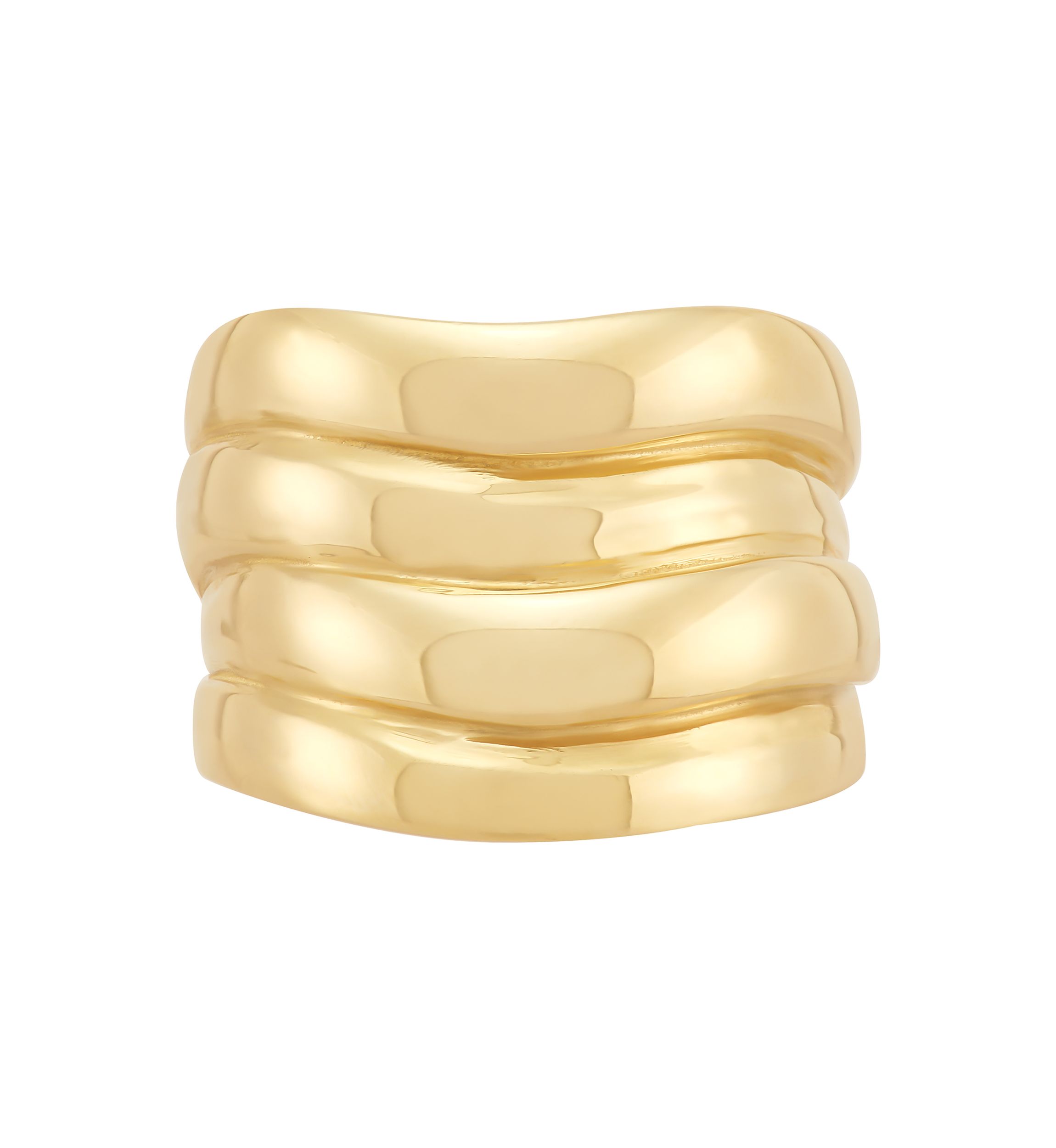 Multi Row Wavy Band Ring in 10K Yellow Gold