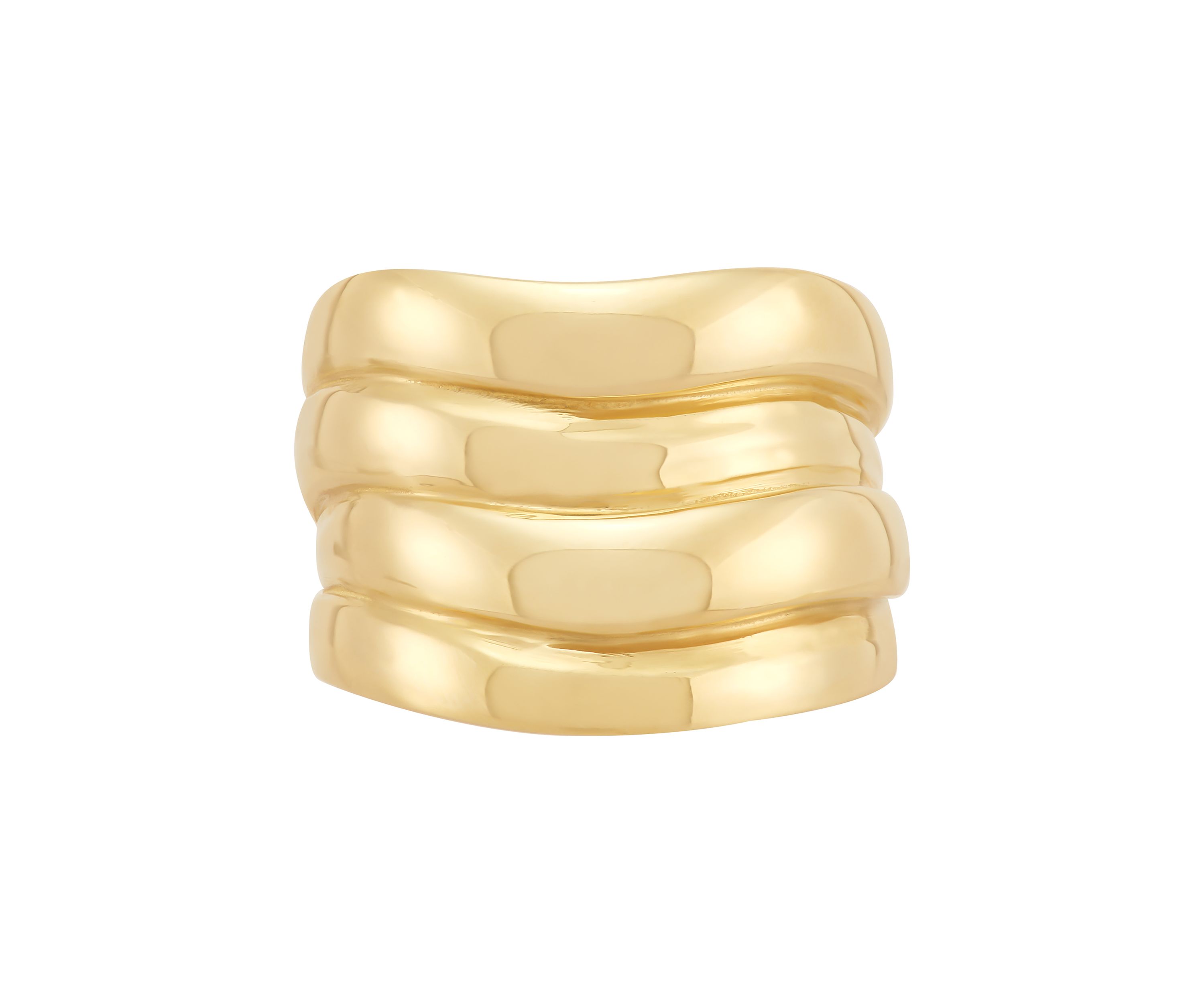 Multi Row Wavy Band Ring in 10K Yellow Gold
