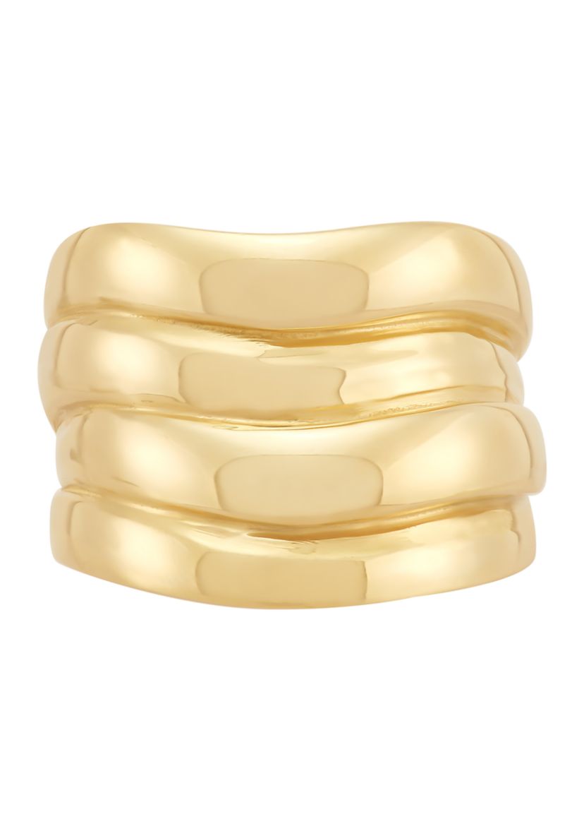 Multi Row Wavy Band Ring in 10K Yellow Gold